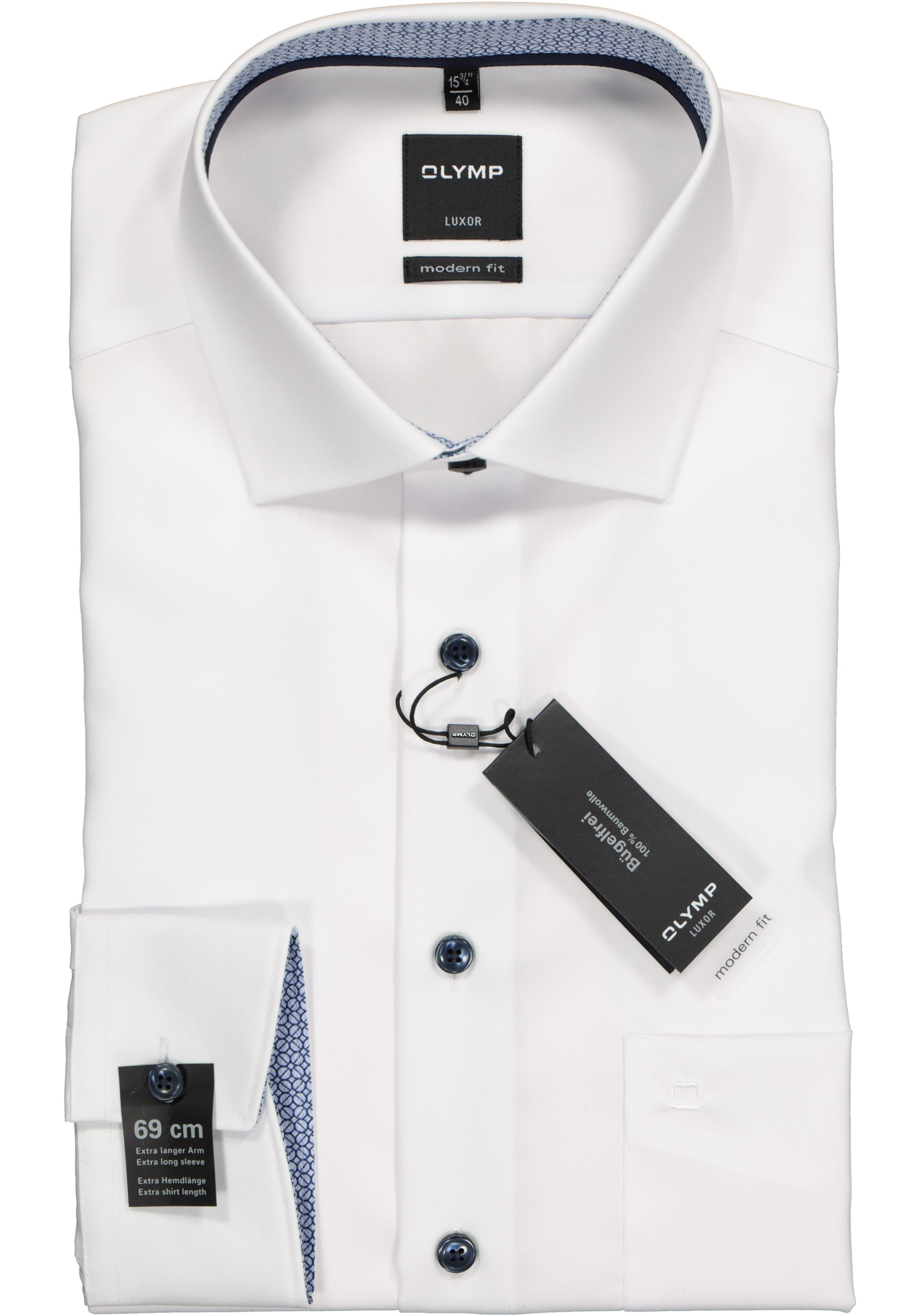 Stralend Gek Uitbreiding OLYMP Luxor modern fit overhemd, mouwlengte 7, wit (contrast) - Zomer SALE  tot 50% korting