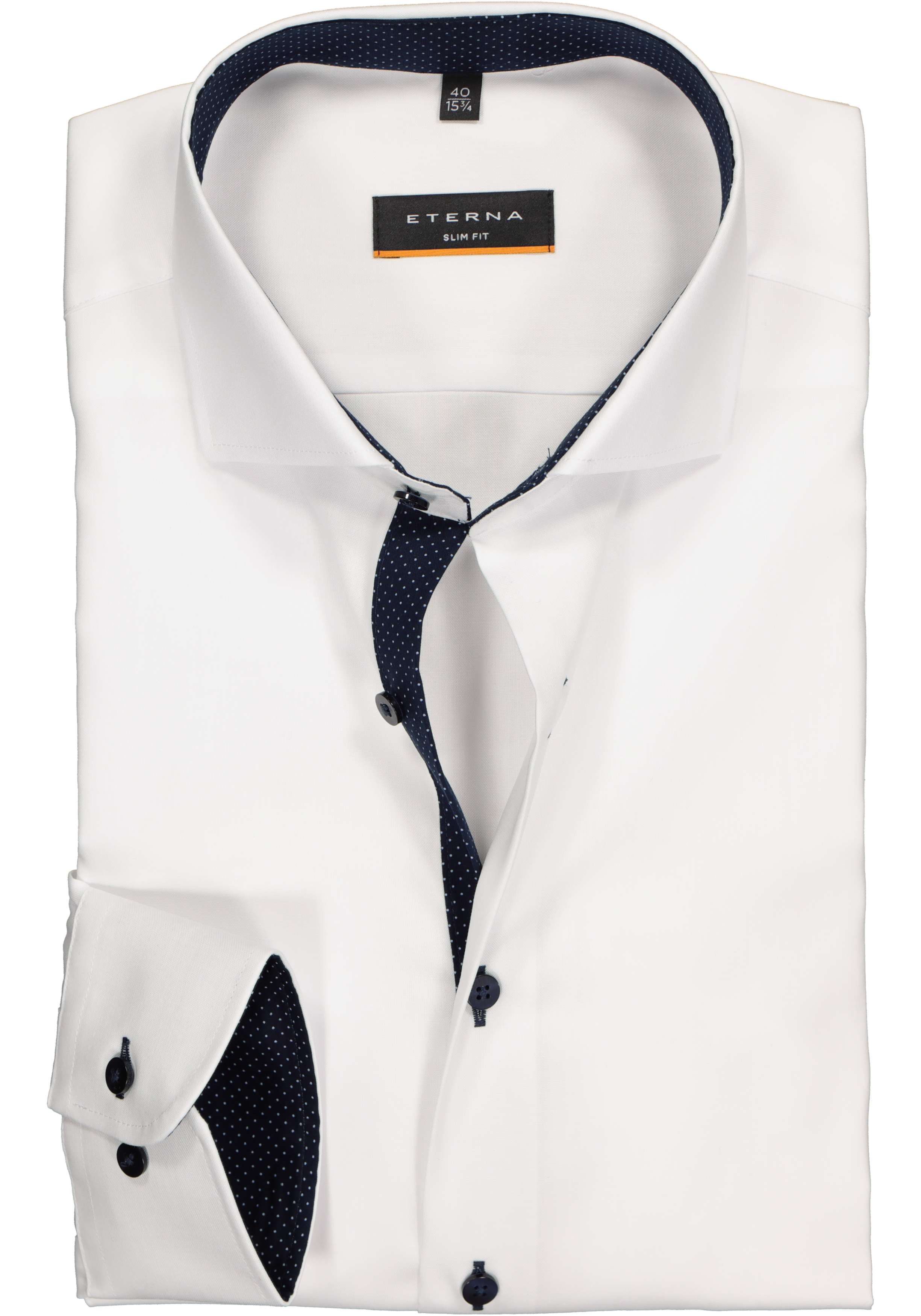 klok nietig op gang brengen Eterna Slim Fit overhemd, wit (fijn Oxford / contrast) - Gratis bezorgd