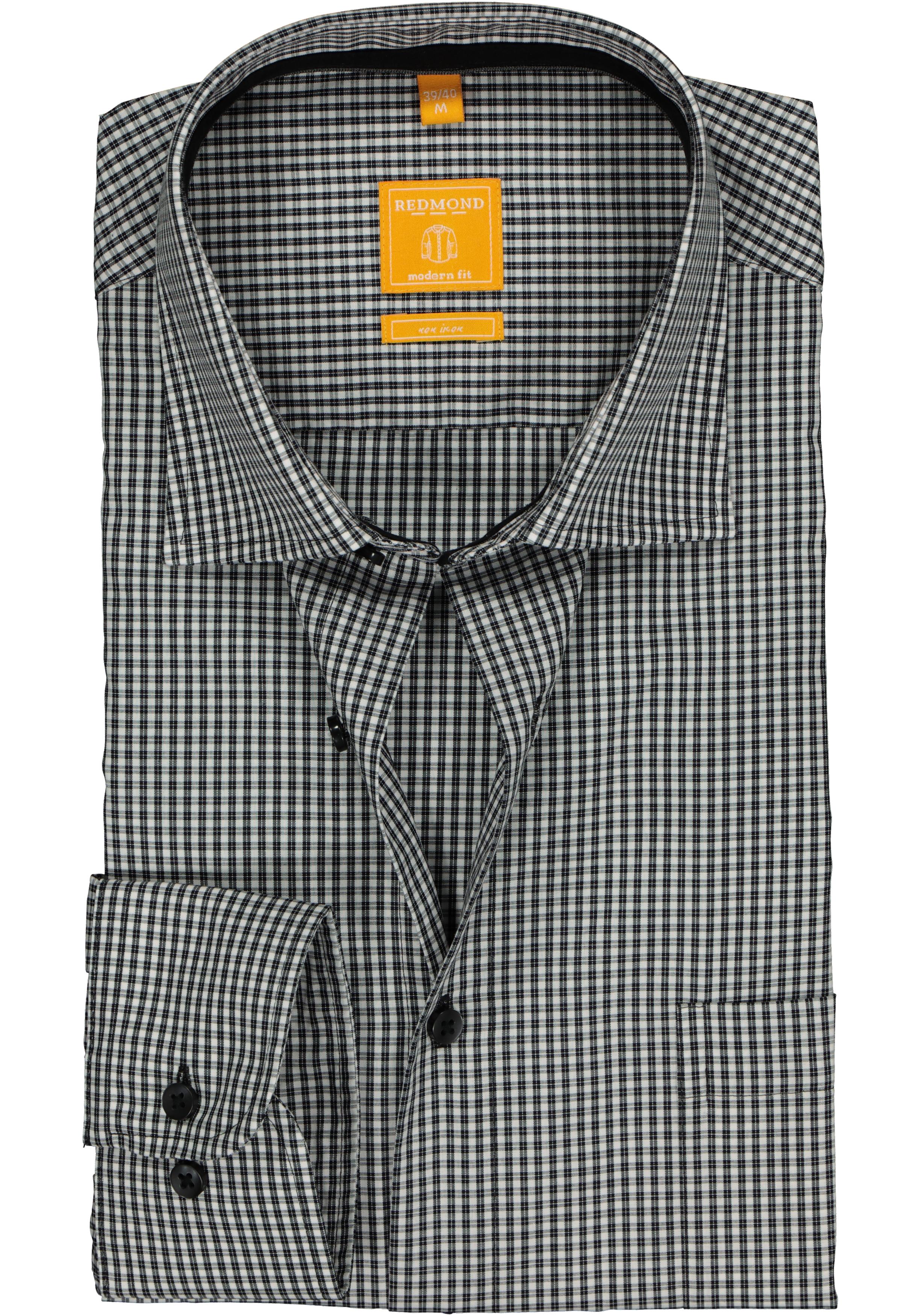 Bont essay Magistraat Redmond modern fit overhemd, zwart-wit geruit (contrast) - Shop de nieuwste  voorjaarsmode