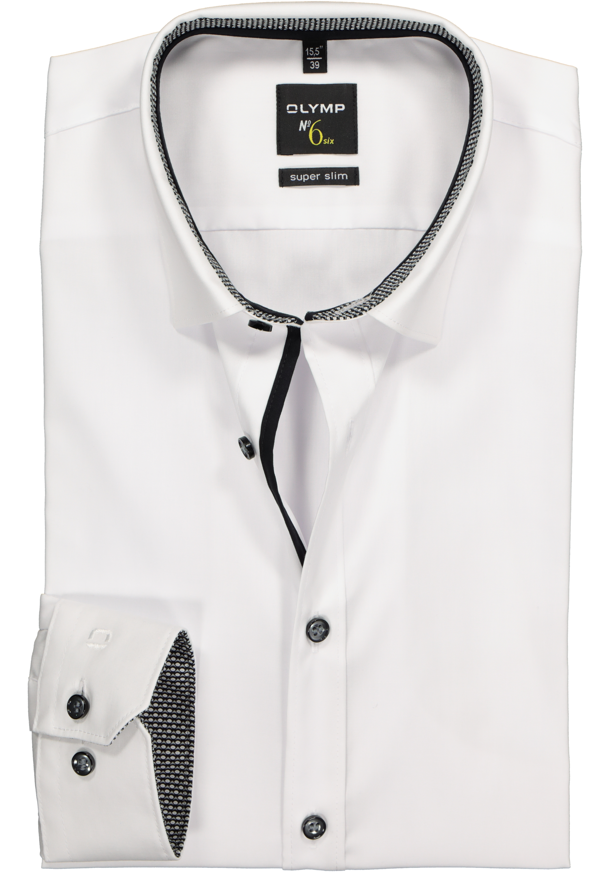 Zeug koppeling Teleurgesteld OLYMP No. Six super slim fit overhemd, wit (zwart contrast) - Zomer SALE  tot 70% korting