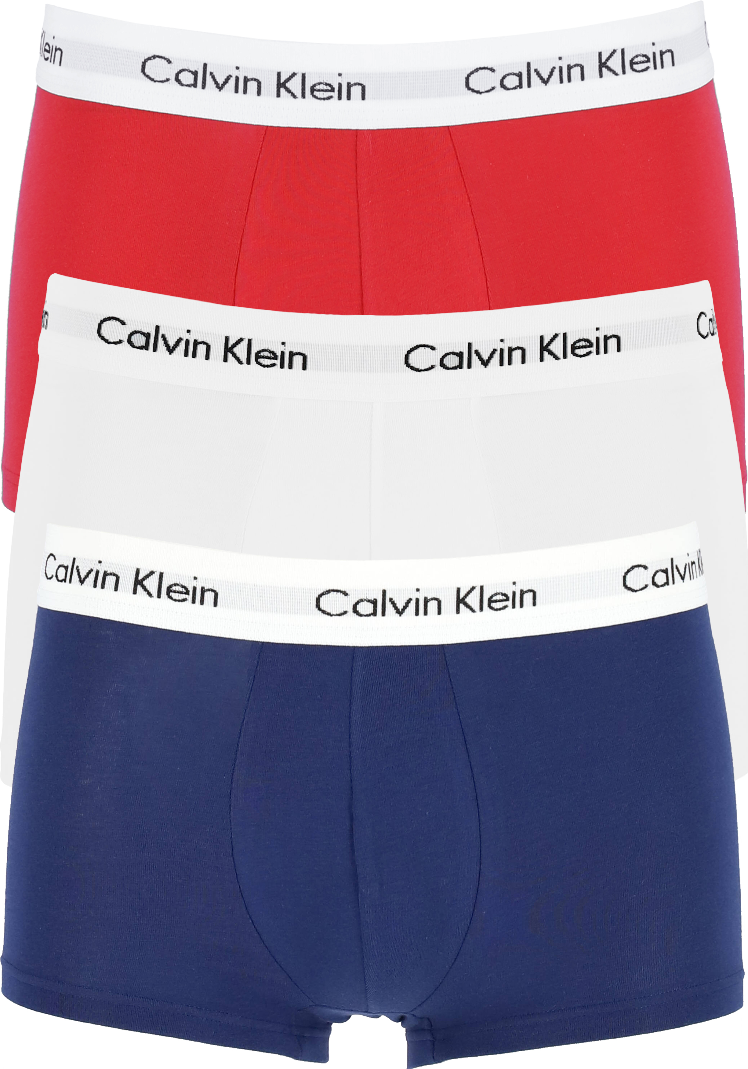Calvin Klein Low Rise Trunks rood - wit en blauw - bezorgd