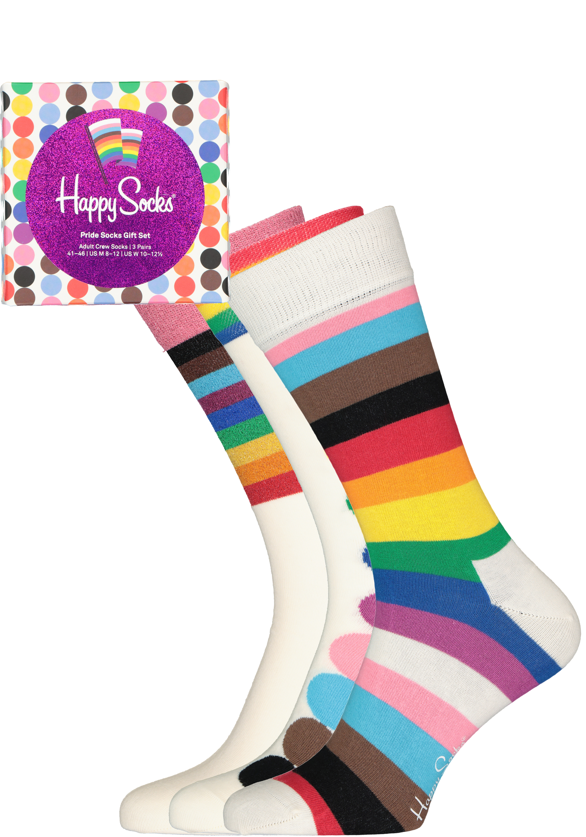 Bakkerij Klusjesman Zullen Happy Socks Pride Socks Gift Set (3-pack), regenboog sokken - Zomer SALE  tot 50% korting