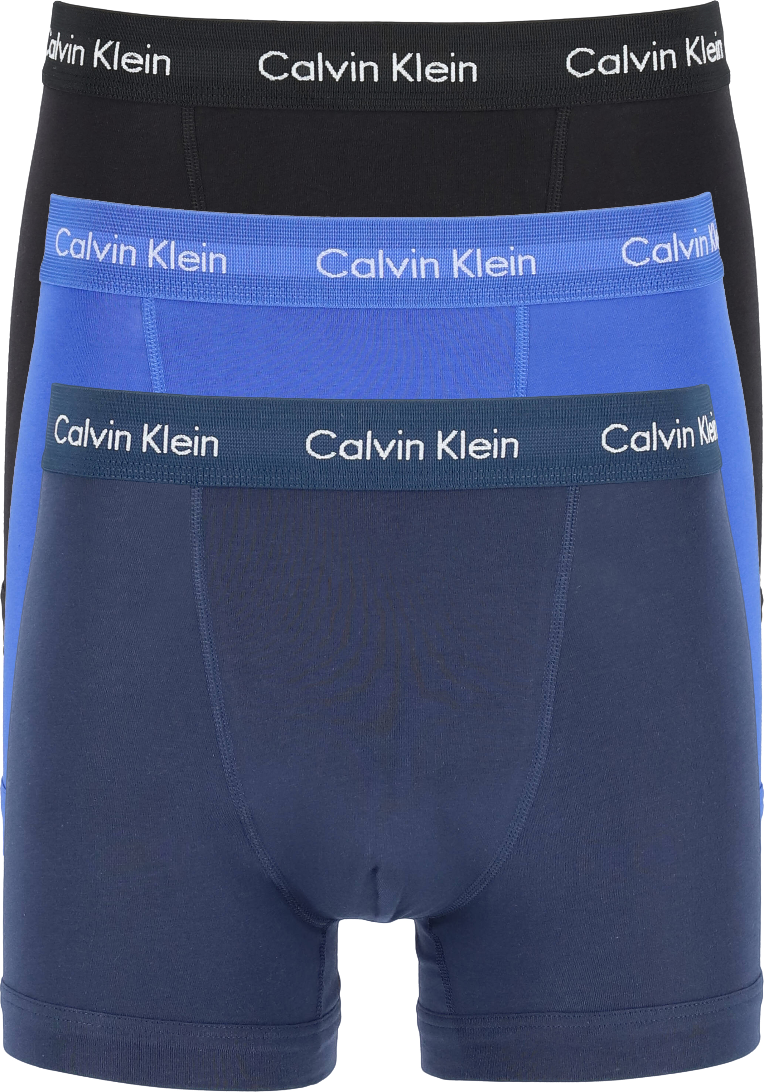 Calvin trunks (3-pack), heren boxers normale lengte, kobalt, navy... - Zomer tot 70% korting