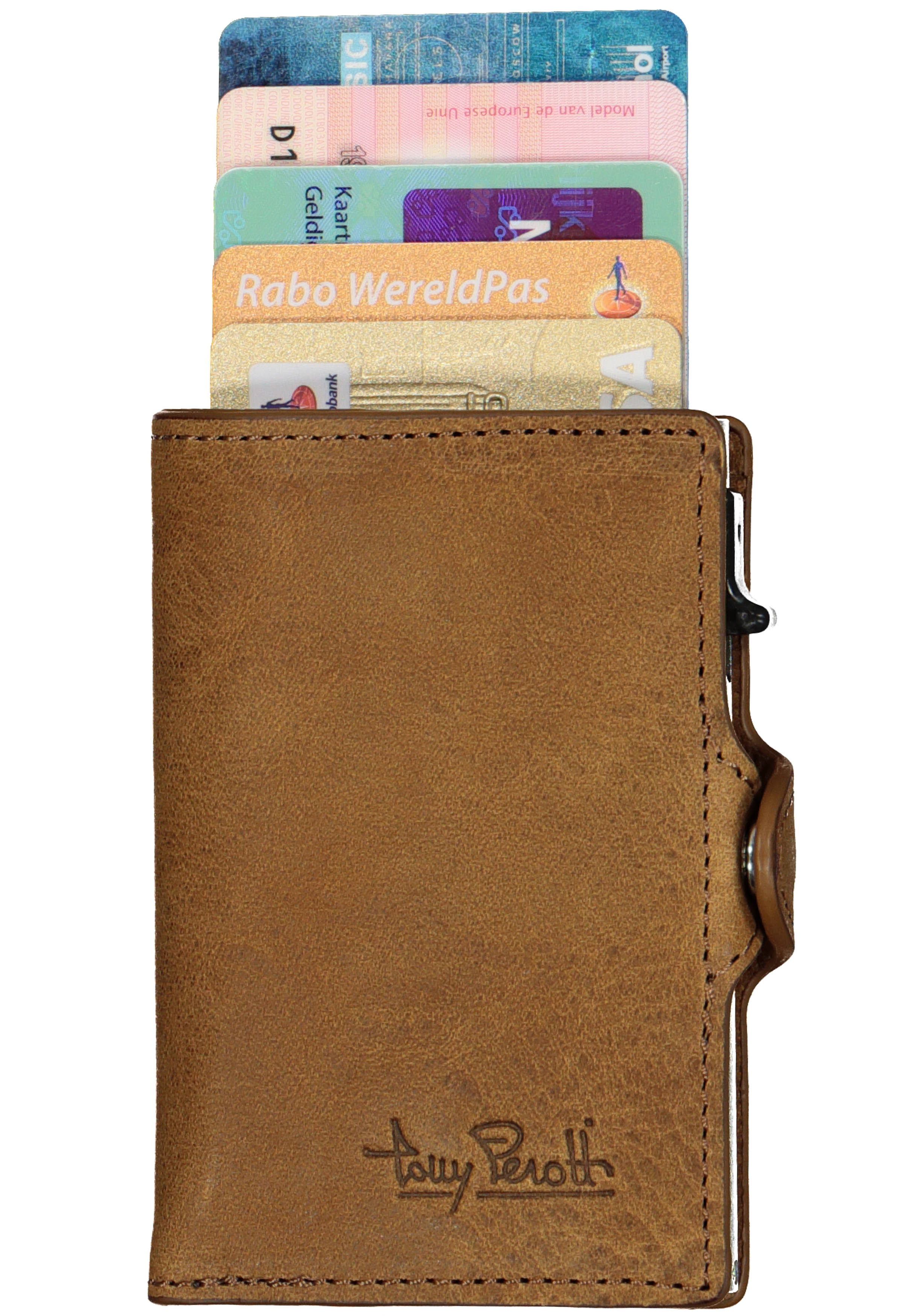Tony pasjes portemonnee (6 pasjes) met papiergeldvak, bruin... - Zomer tot 50% korting
