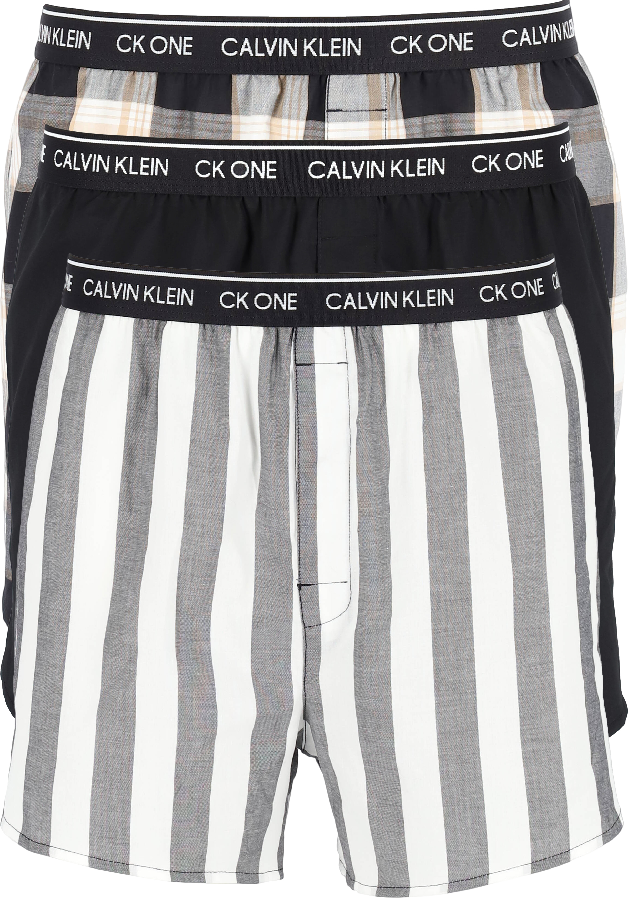 Calvin Klein Woven Boxers Slim Fit (3-pack), boxers katoen, zwart... - Zomer SALE tot 50% korting