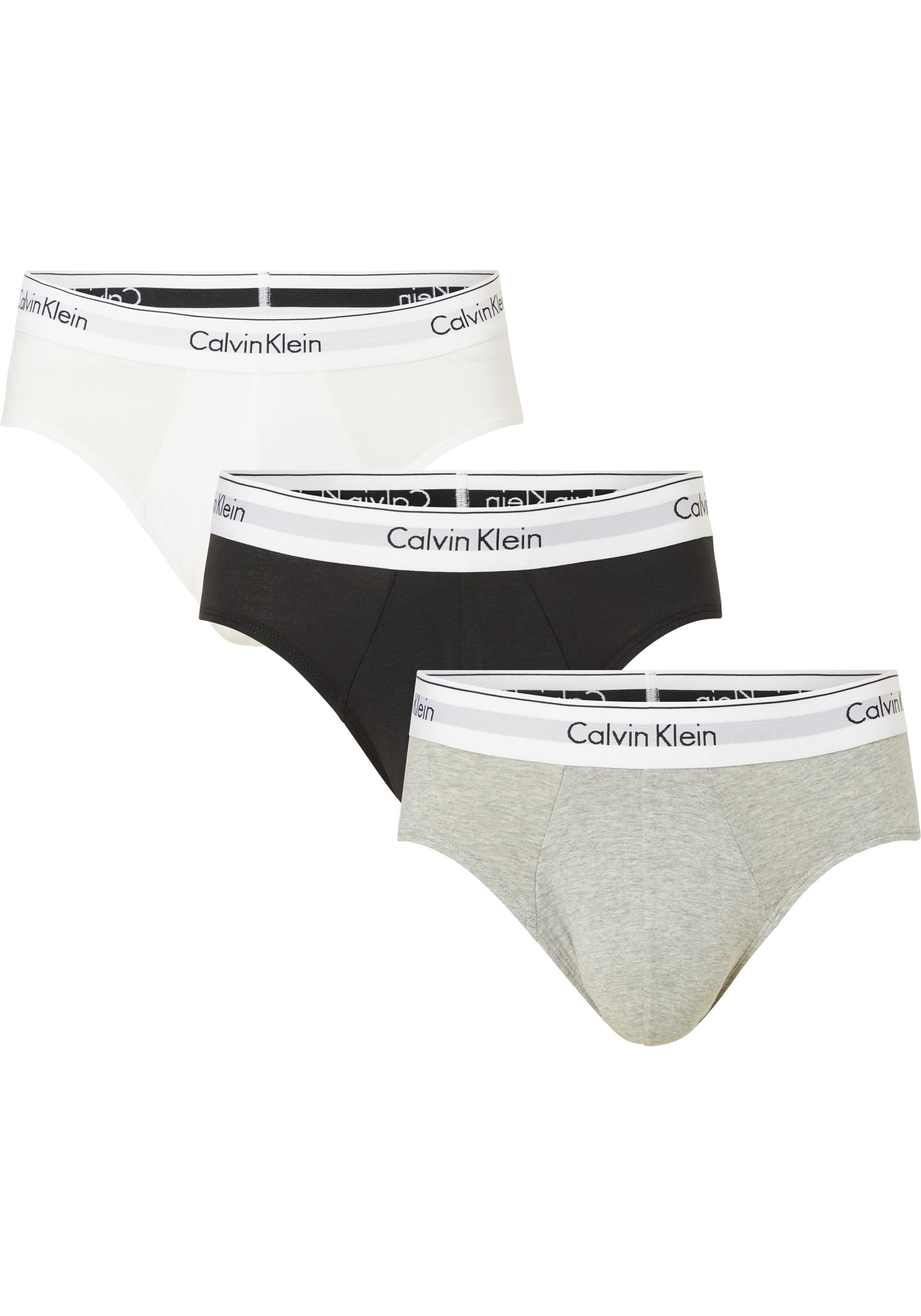 Calvin Klein Hipster Briefs (3-pack), heren slips, zwart, grijs, wit - SALE  met kortingen tot 50%