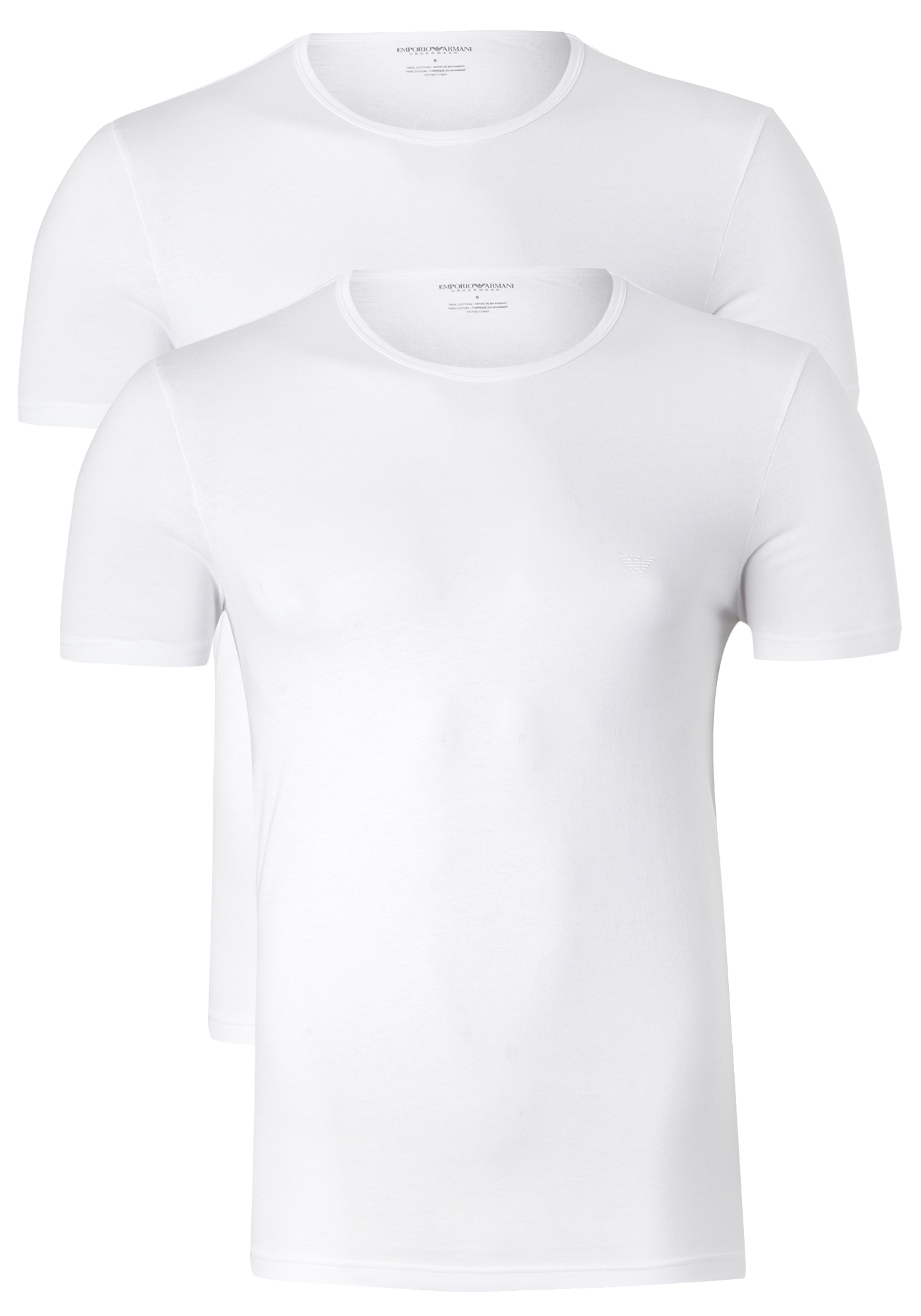 media Sporten Onnauwkeurig Armani T-shirts O-hals (2-pack), wit - Gratis bezorgd