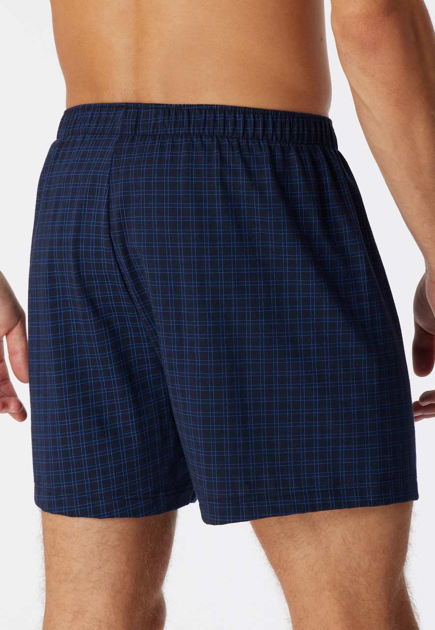 SCHIESSER Cotton Casuals boxer (1-pack), heren boxershort jersey donkerblauw geruit