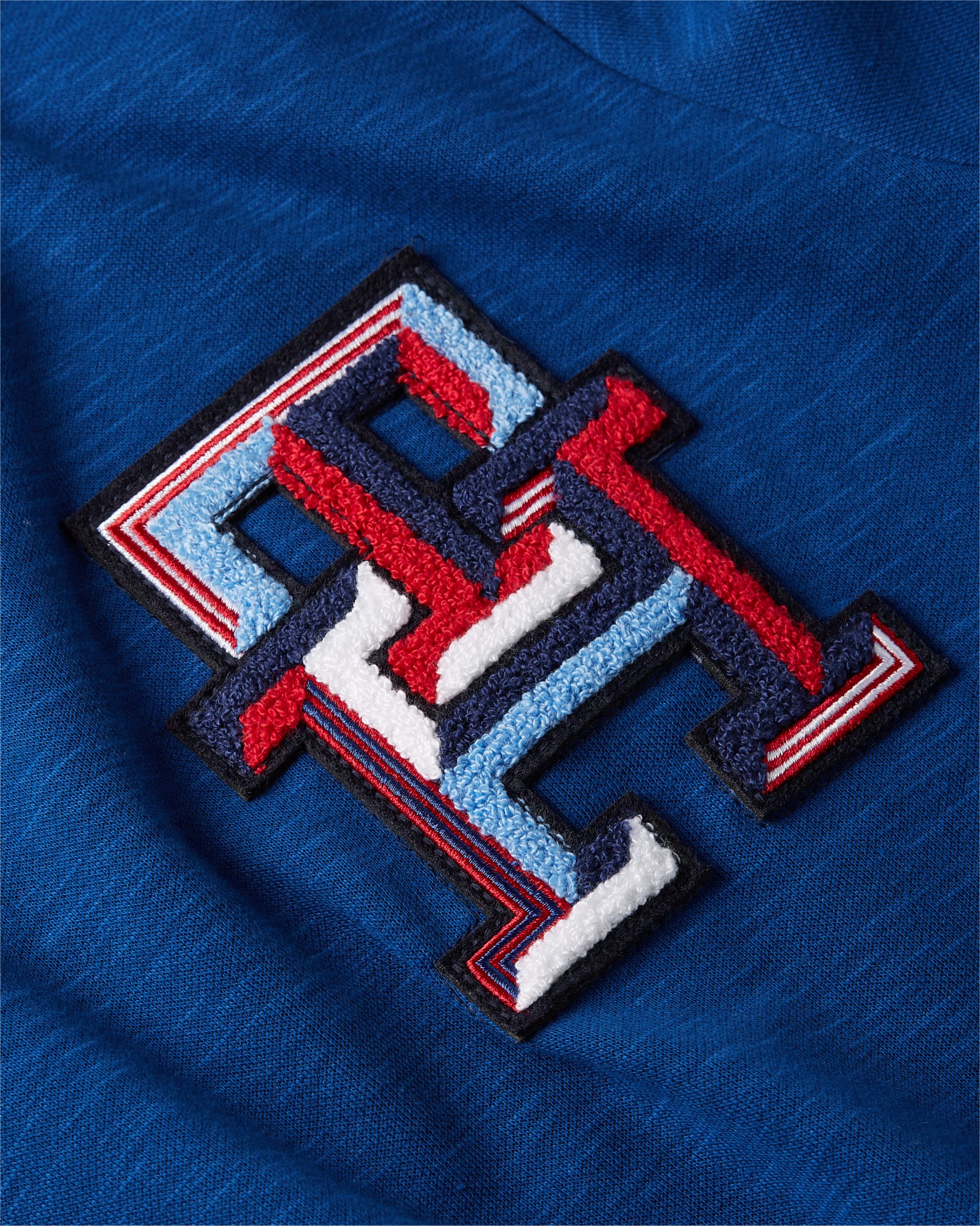 Tommy Hilfiger Monogram Badge Tee, heren T-shirt korte mouw O-hals, donker kobaltblauw