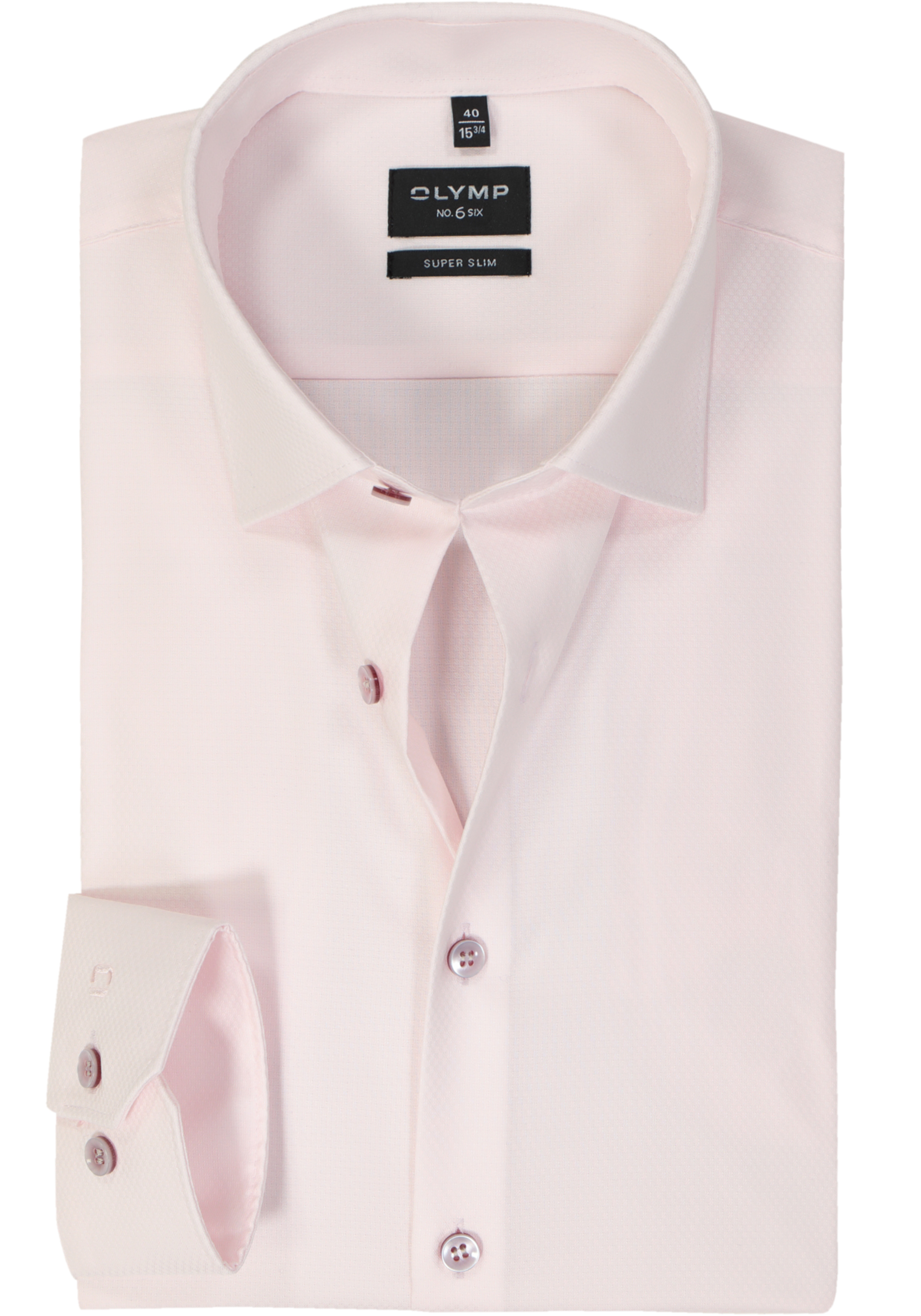 OLYMP No. 6 Six super slim fit overhemd, structuur, roze