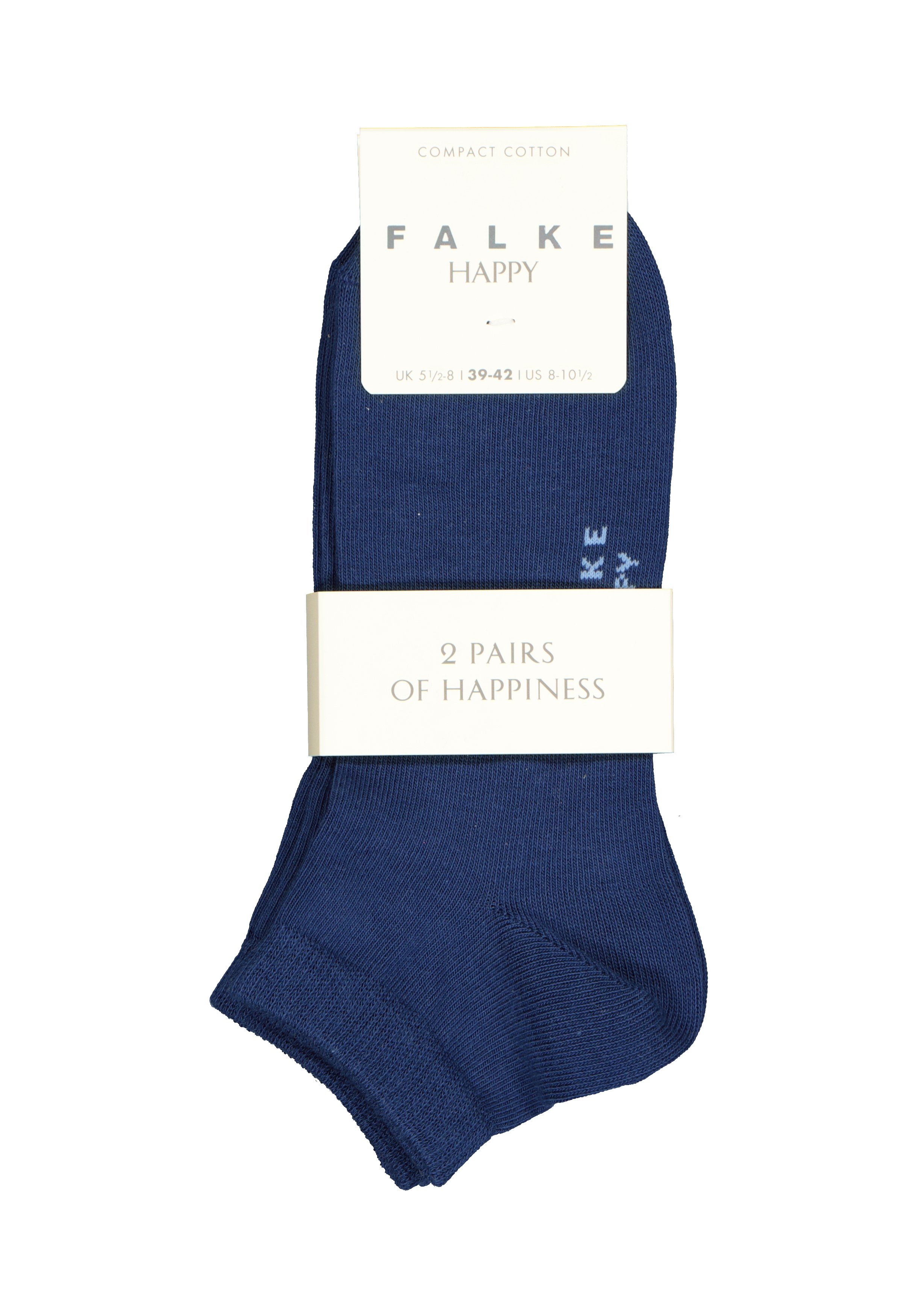 FALKE Happy dames enkelsokken (2-pack), katoen, kobalt blauw (royal blue)