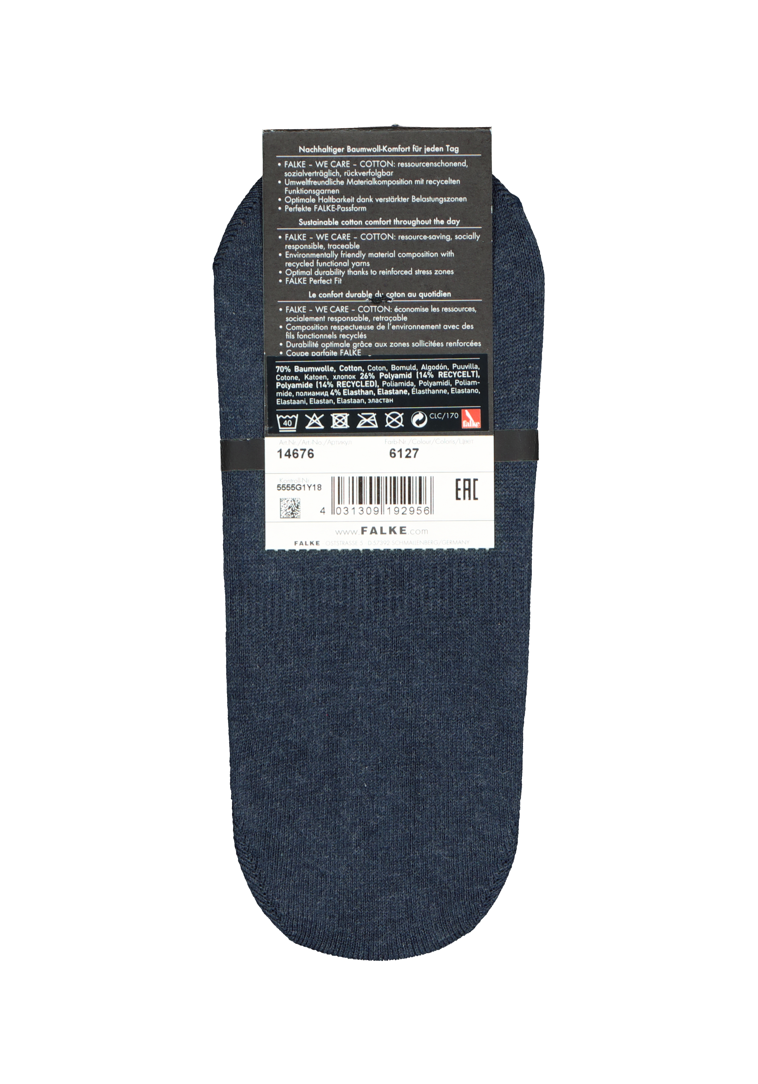 FALKE Family heren invisible sokken, blauw melange (navy melange)