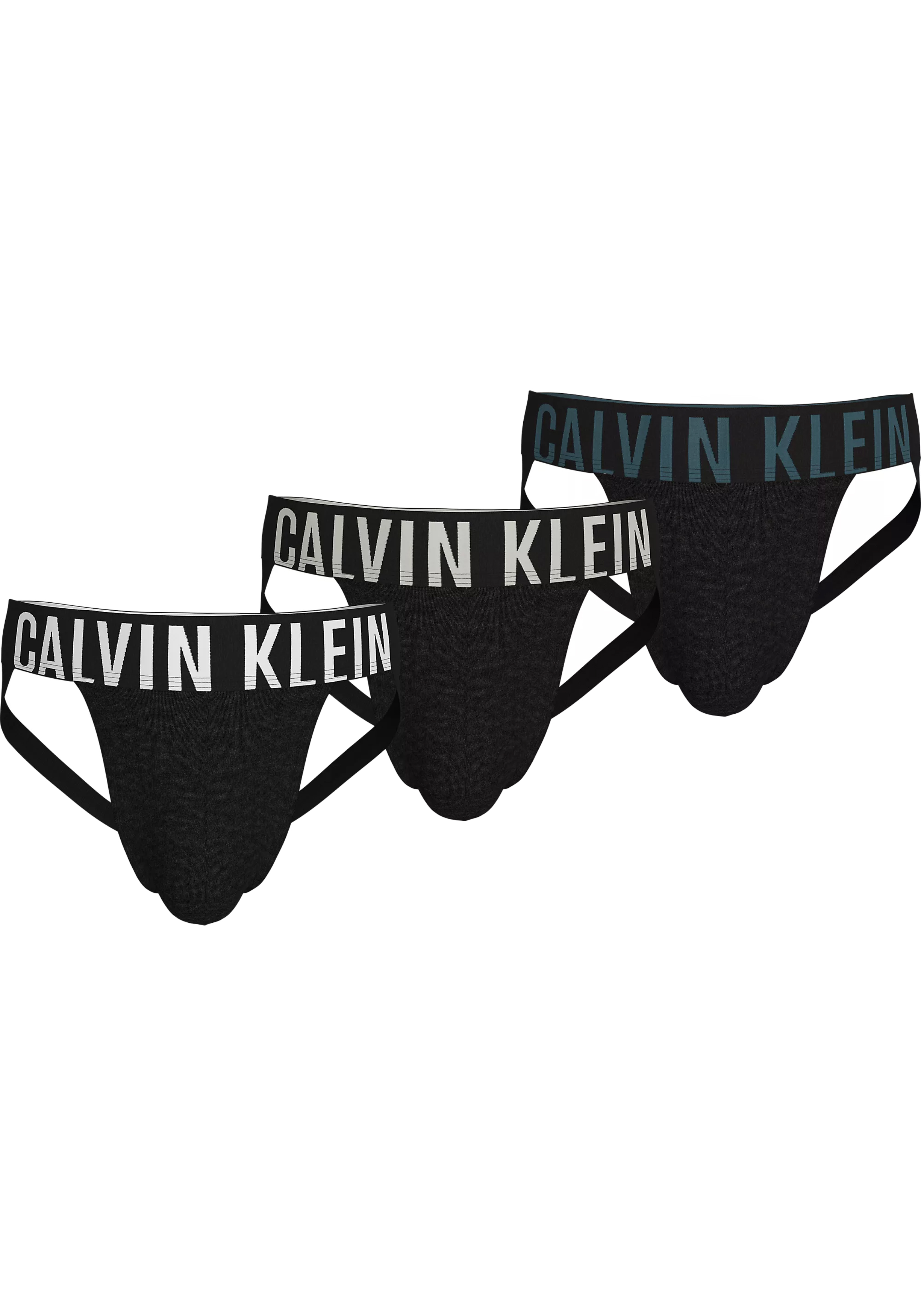 Calvin Klein Jockstrap (3-pack), heren jockstrap, zwart met gekleurde tailleband