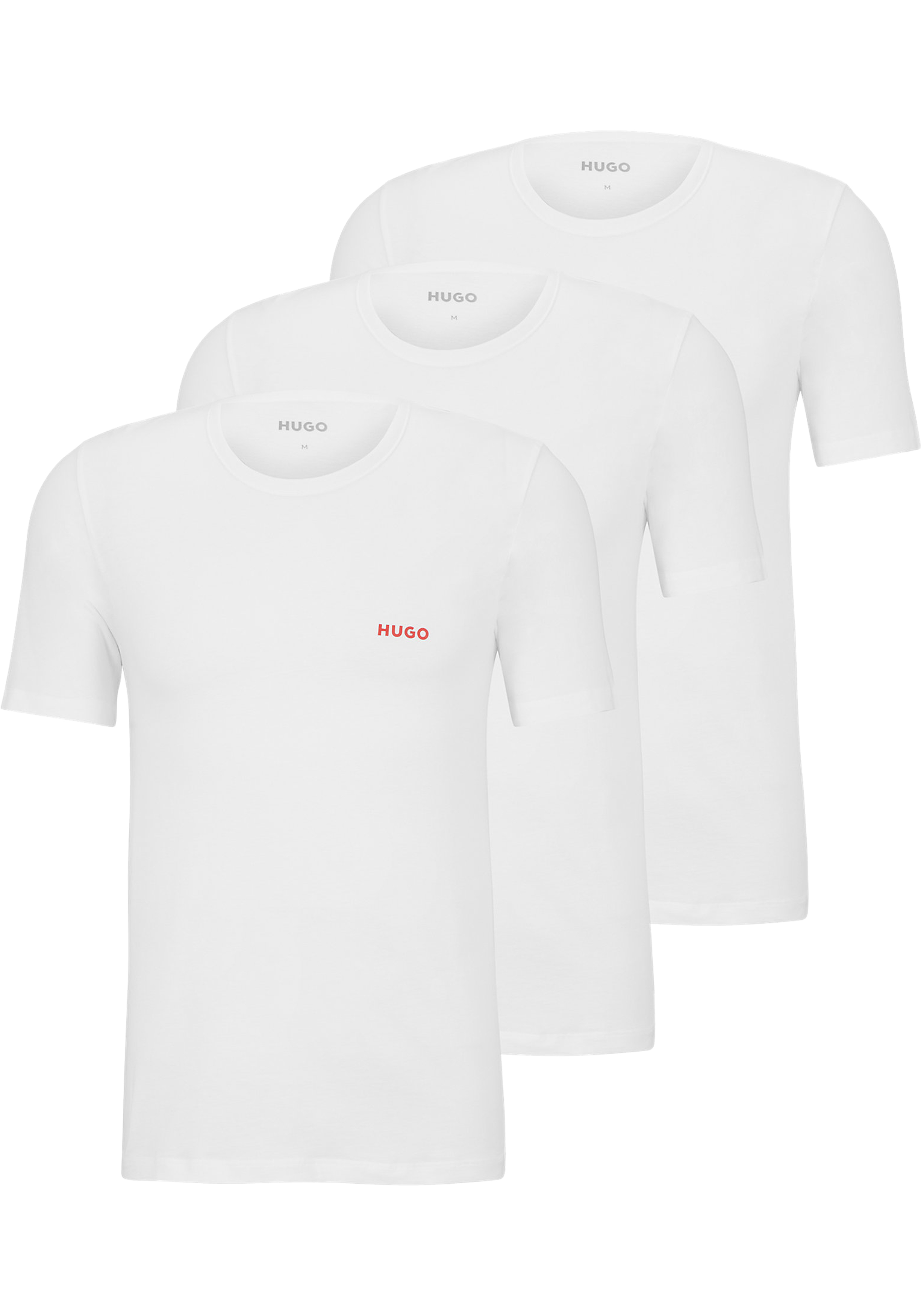 HUGO T-shirts regular fit (3-pack), heren T-shirts O-hals, wit