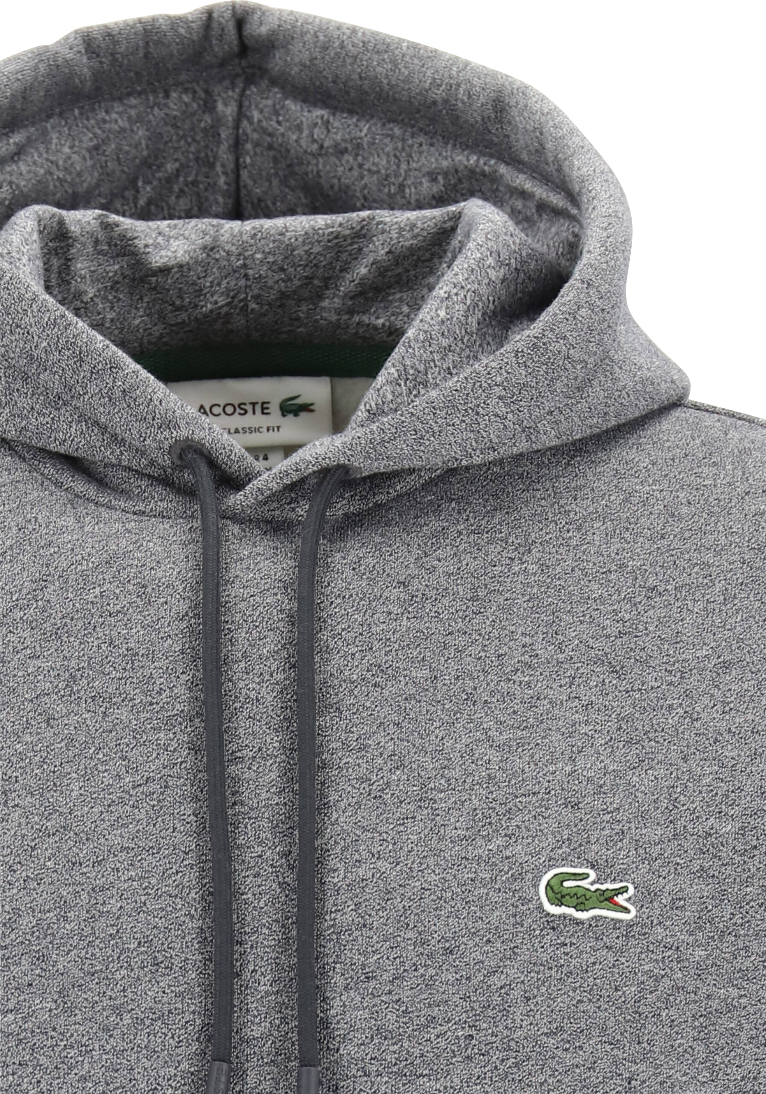 Lacoste heren hoodie sweatshirt, zwart met wit melange, Eclipse Jaspe