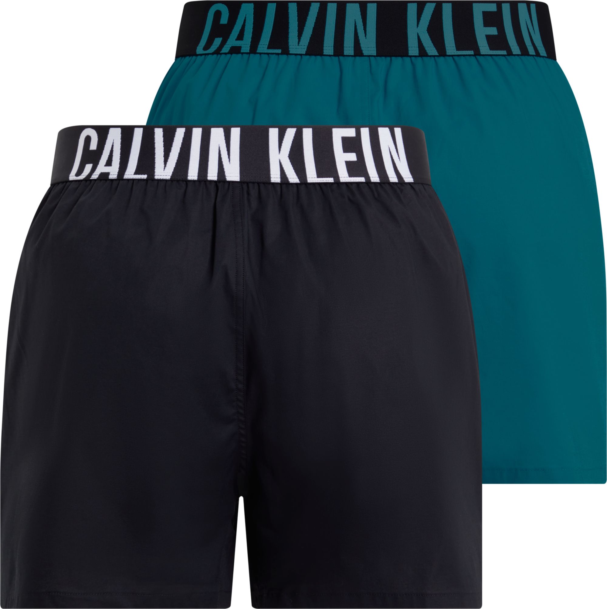 Calvin Klein Woven Boxers (2-pack), heren boxers wijd katoen, zwart, zeegroen