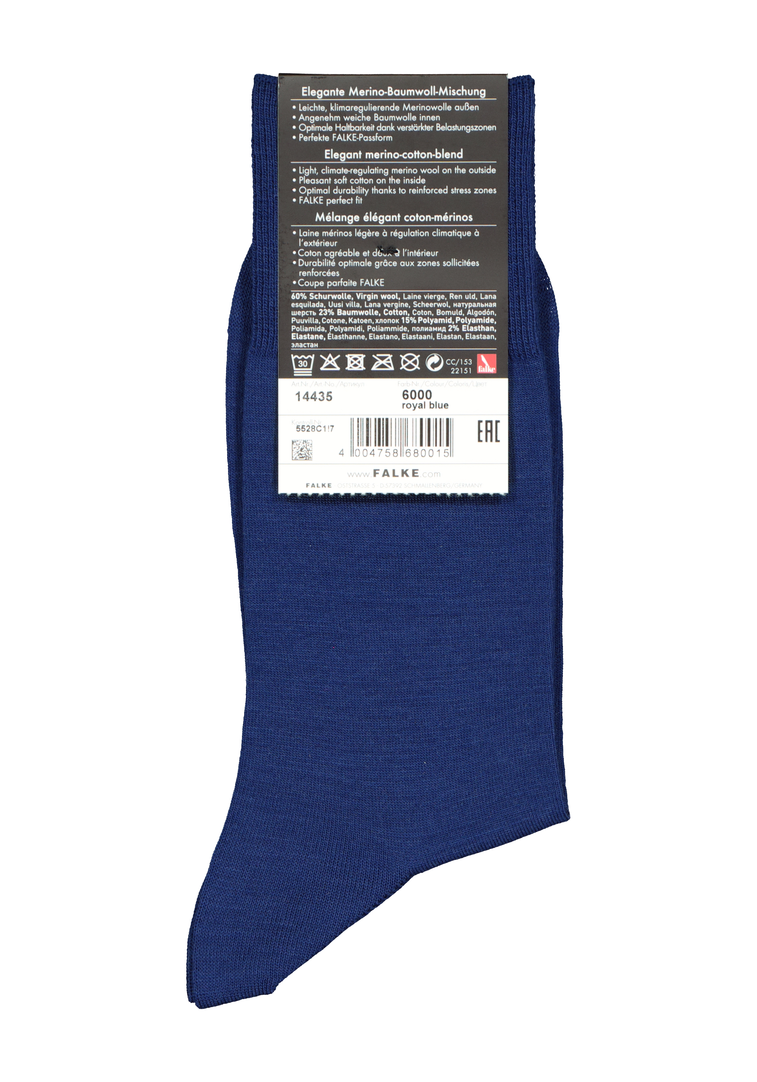 FALKE Airport herensokken, middenblauw (royal blue)