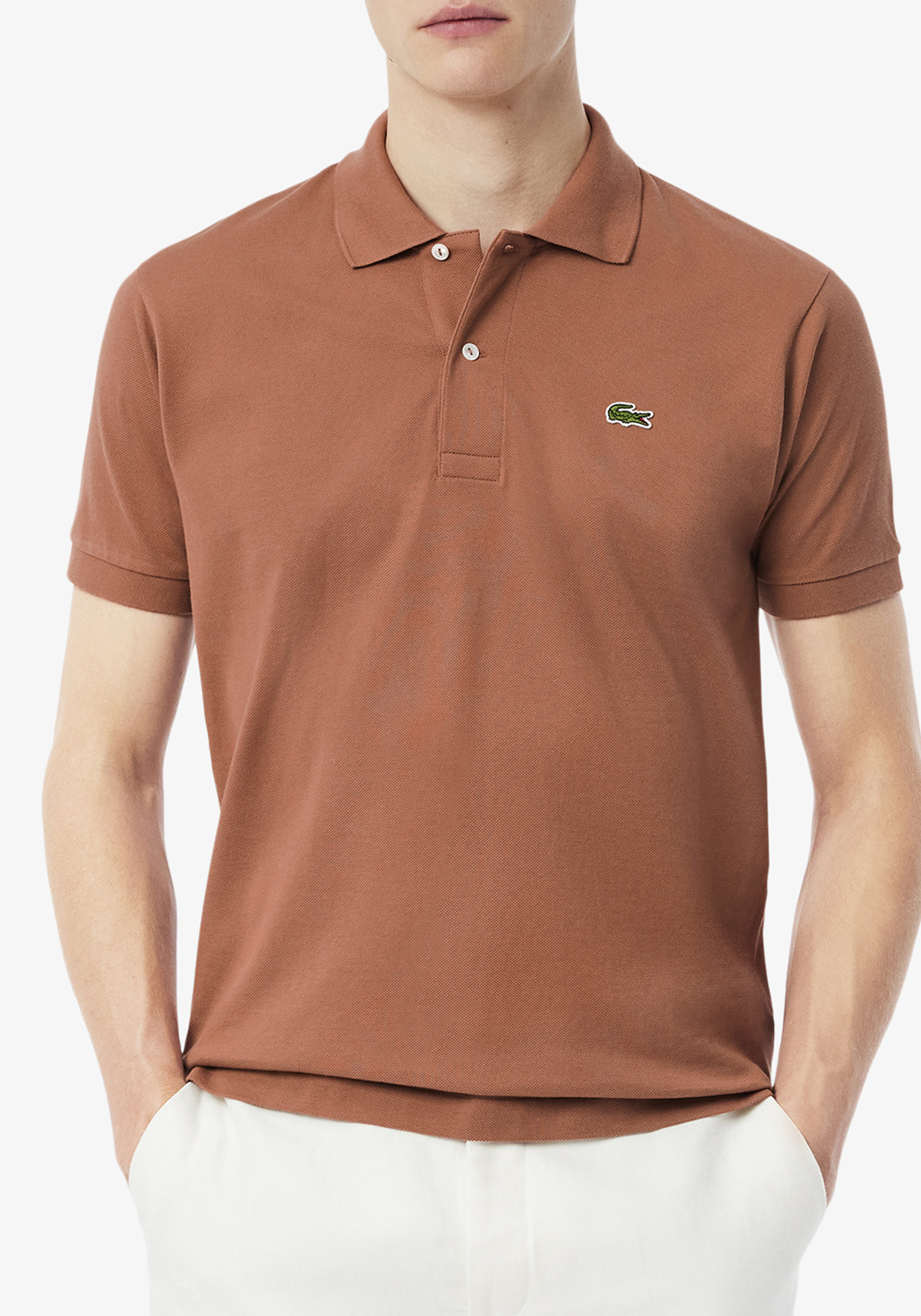 Lacoste Classic Fit polo, melkchocolade bruin