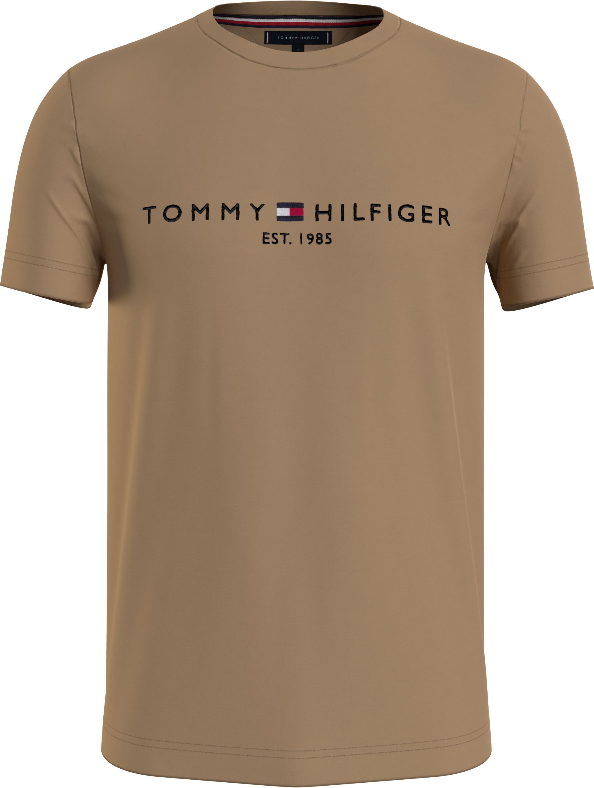 Tommy Hilfiger Tommy Logo Tee, heren T-shirt korte mouw O-hals, kaki