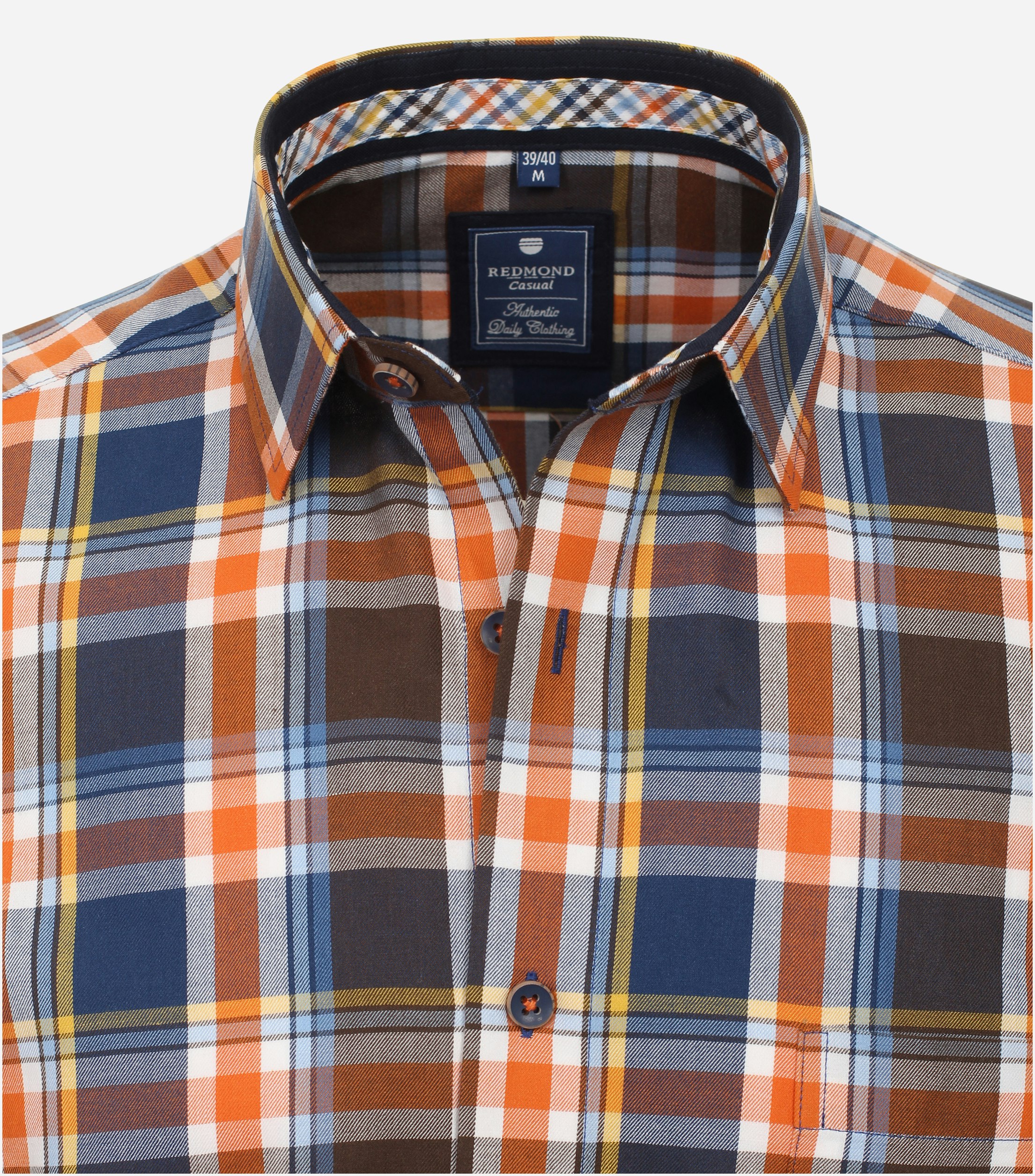 Redmond modern fit overhemd, popeline, blauw geruit