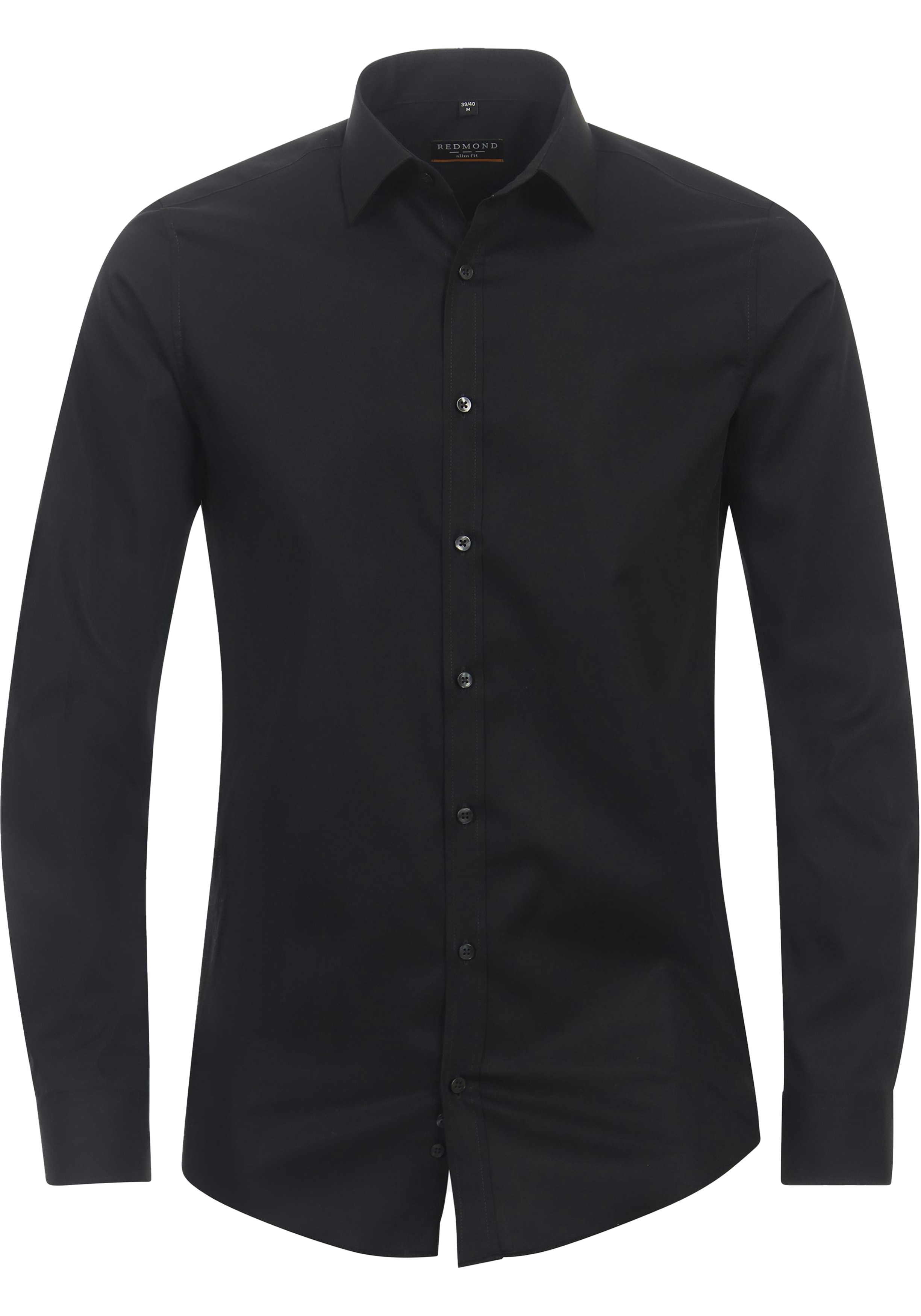 Redmond slim fit overhemd, popeline, zwart