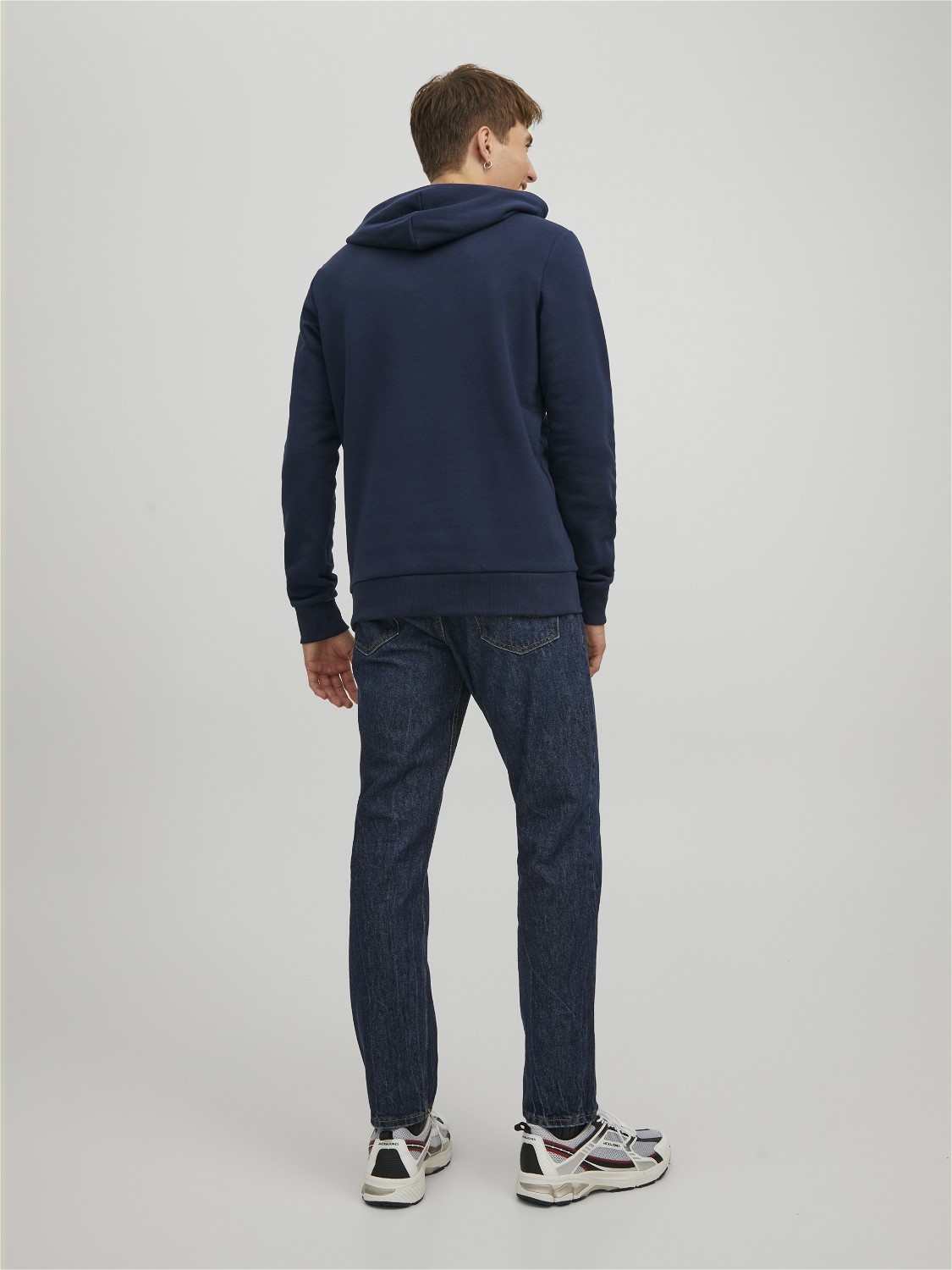 JACK & JONES Corp logo sweat hood regular fit, heren hoodie katoenmengsel met capuchon, blauw grote print