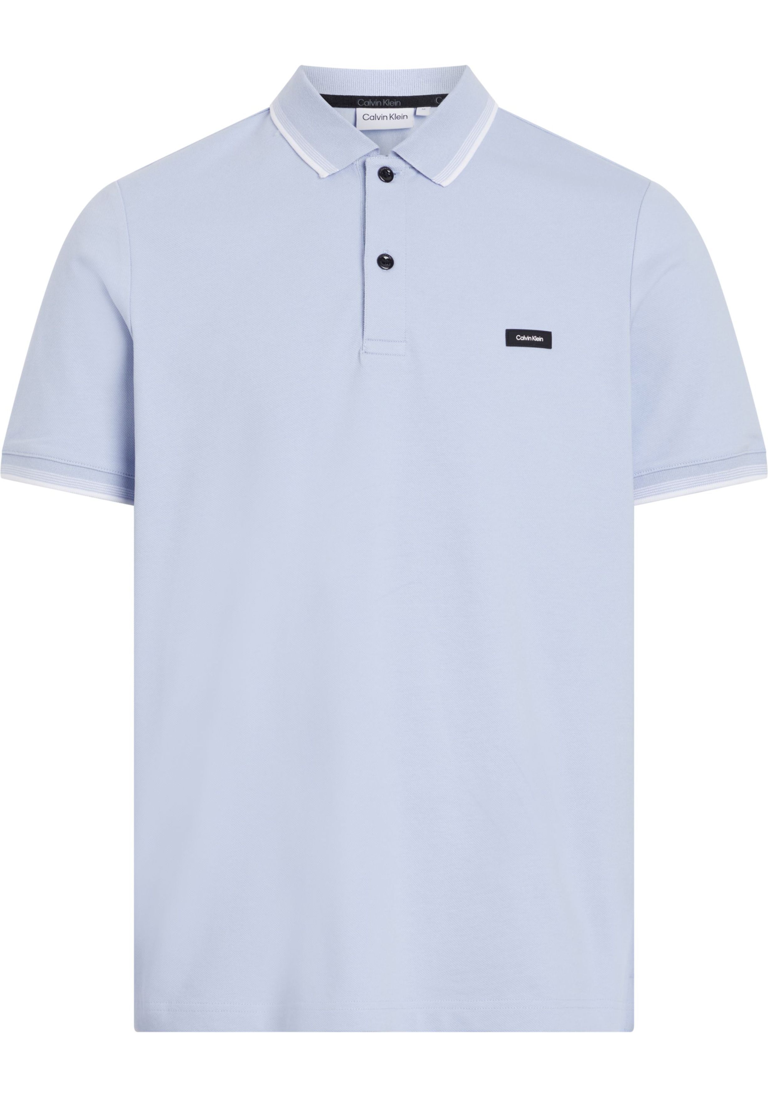 Calvin Klein Stretch Pique Metal Button Slim Polo, heren poloshirt, lichtblauw