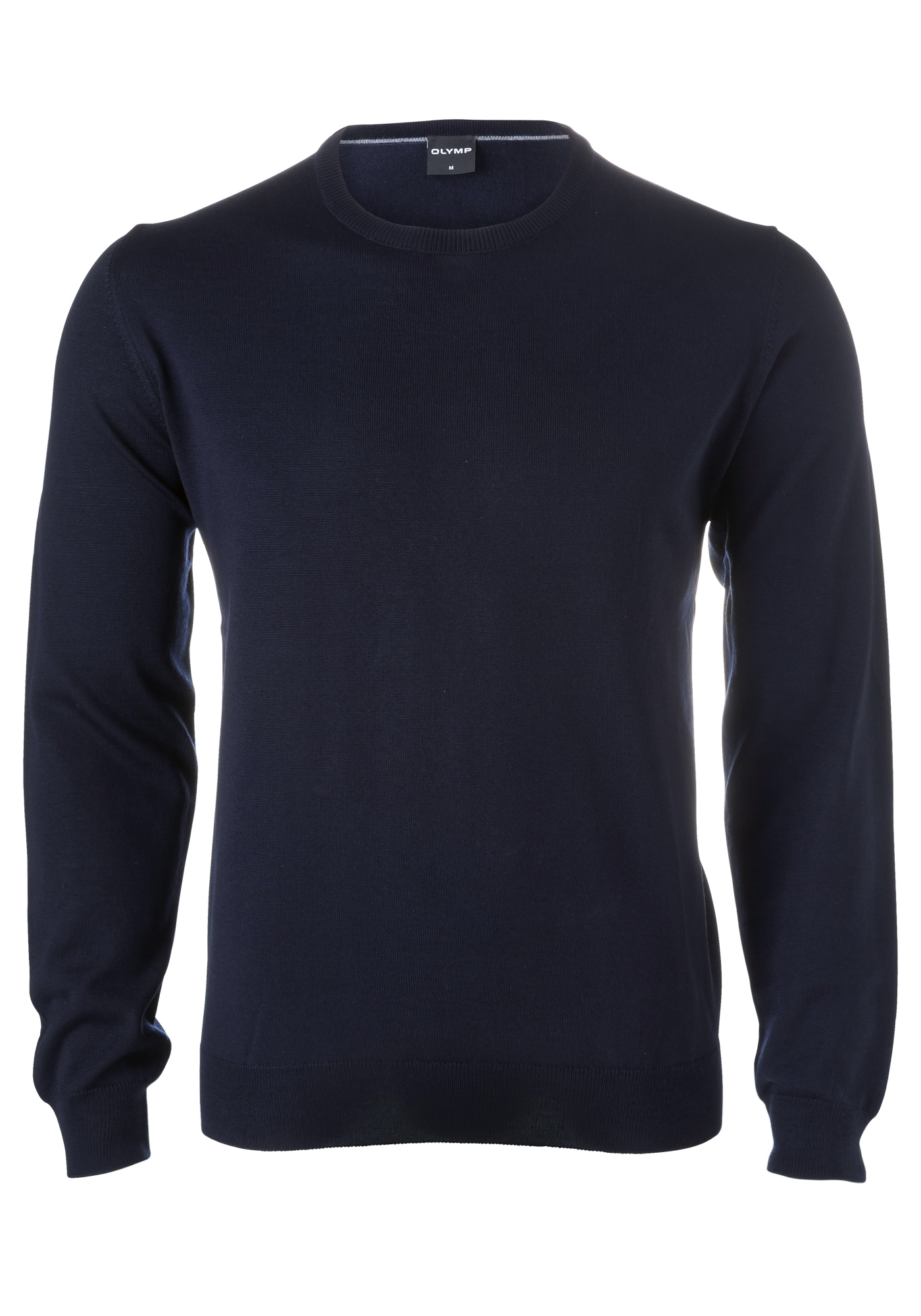 OLYMP modern fit trui wol, O-hals, marine blauw