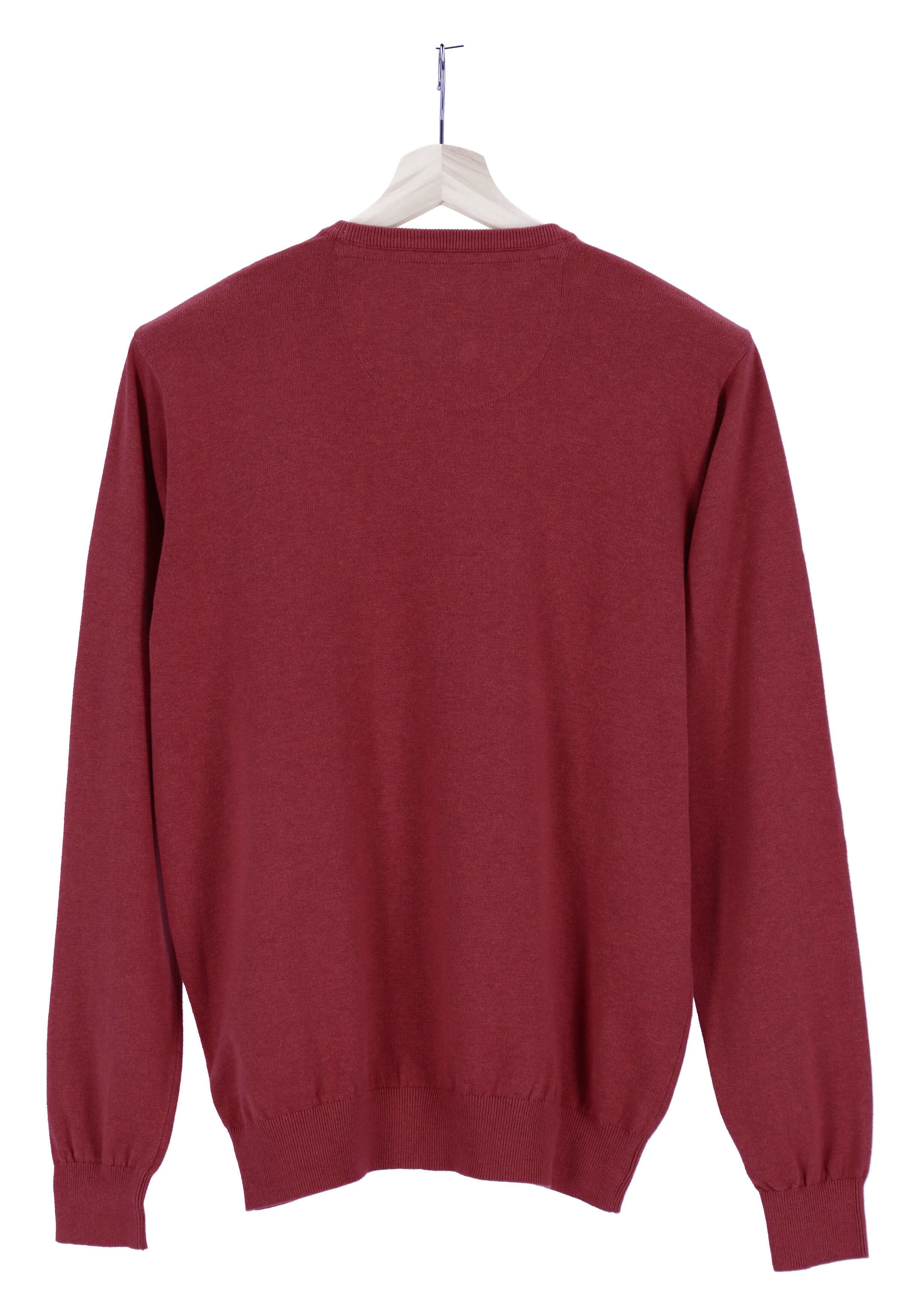 Redmond heren trui katoen, O-hals, bordeaux rood