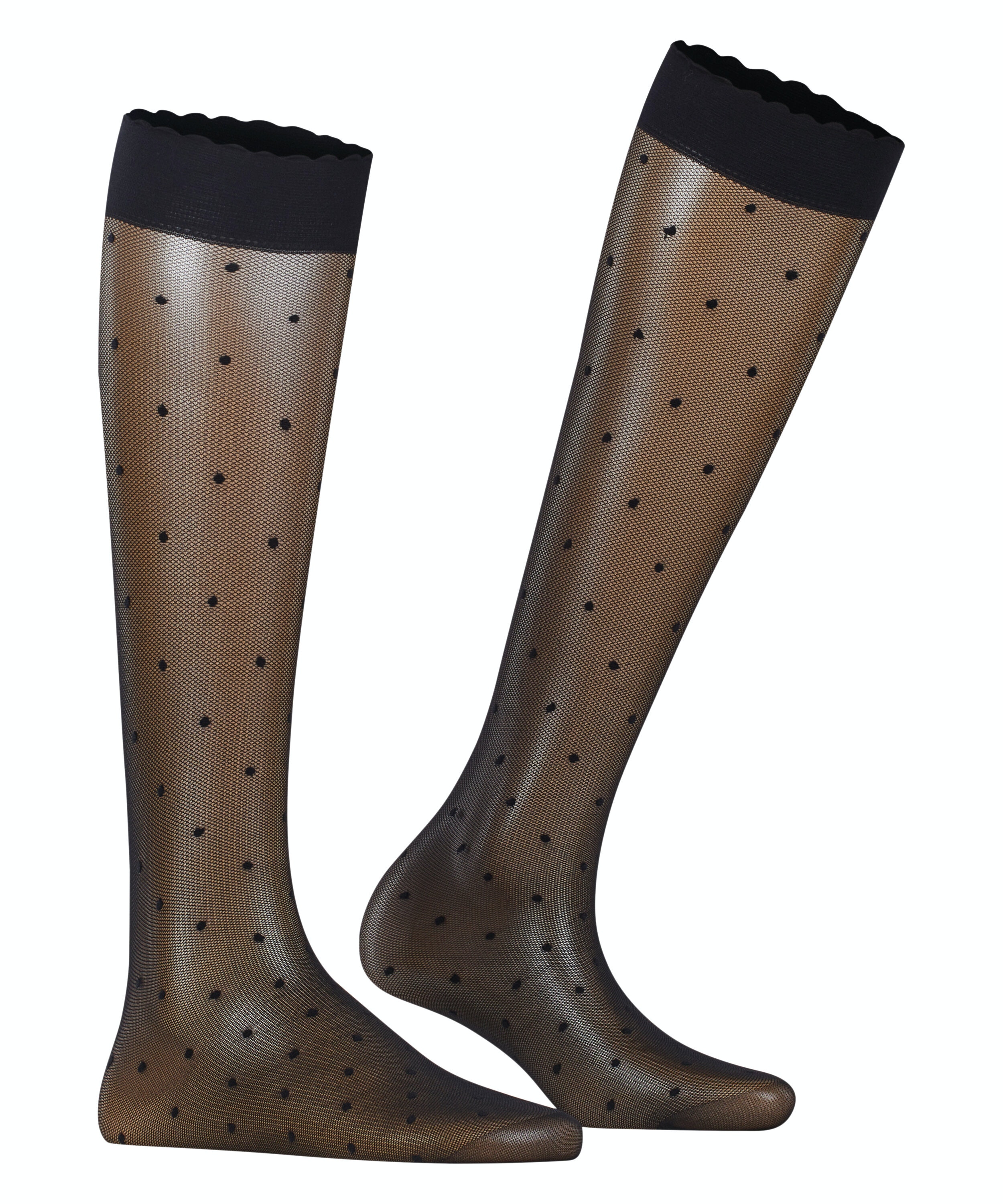 FALKE Dot 15 DEN dames kniekousen, zwart (black)