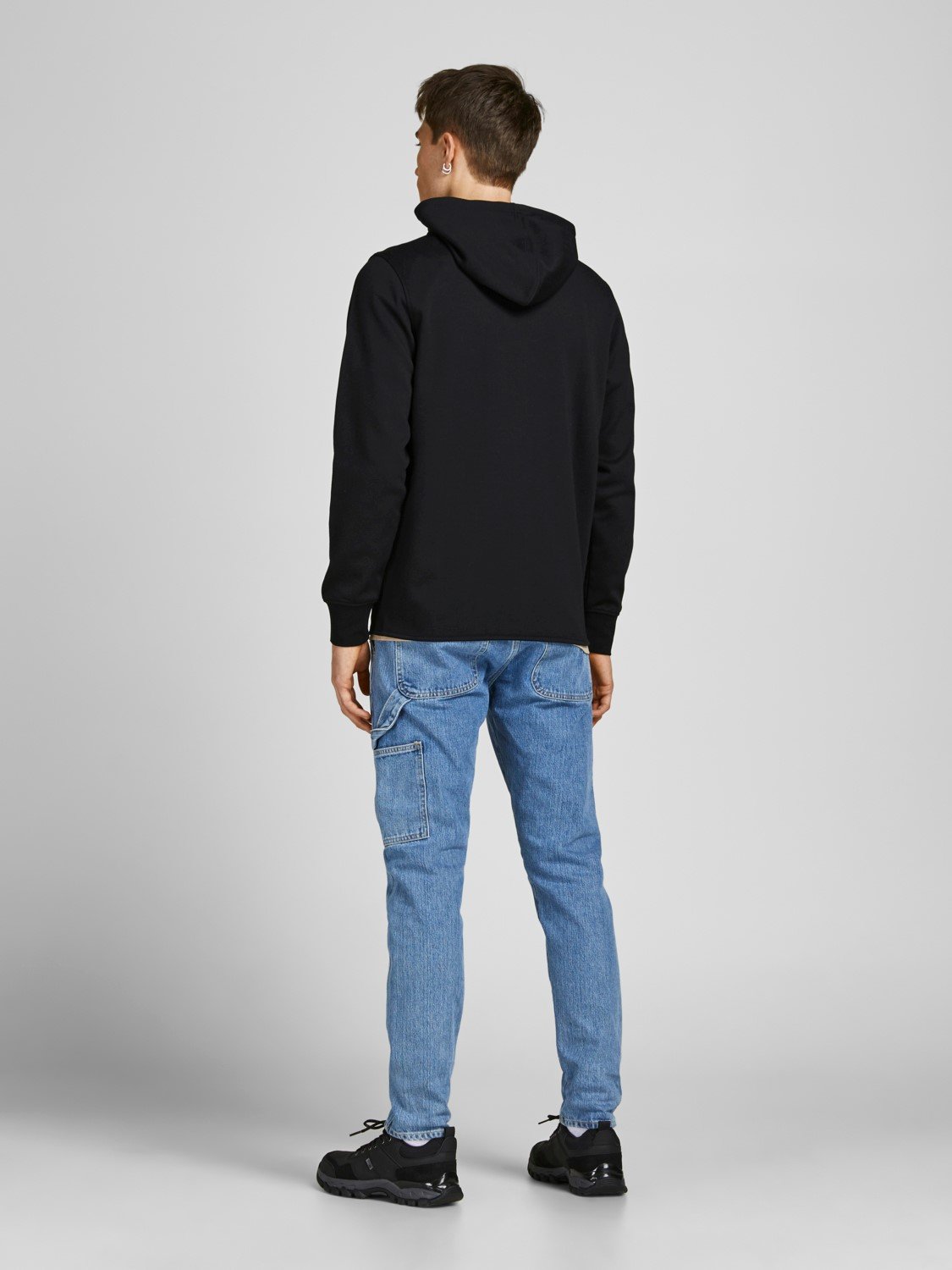 JACK & JONES Air sweat zip hood regular fit, heren sweatvest katoenmengsel met capuchon, zwart