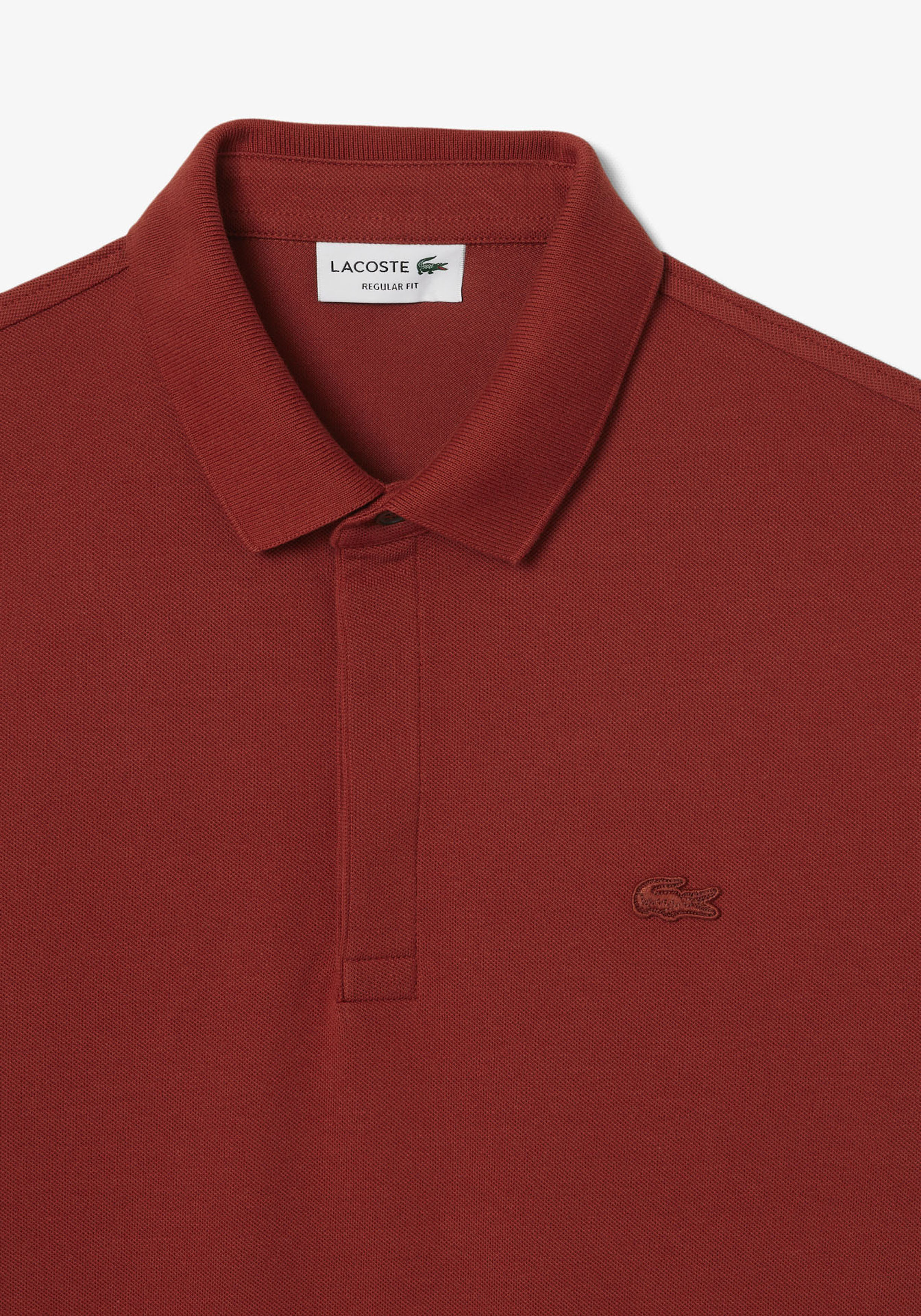 Lacoste Paris Stretch Pique Polo Regular Fit, roodbruin