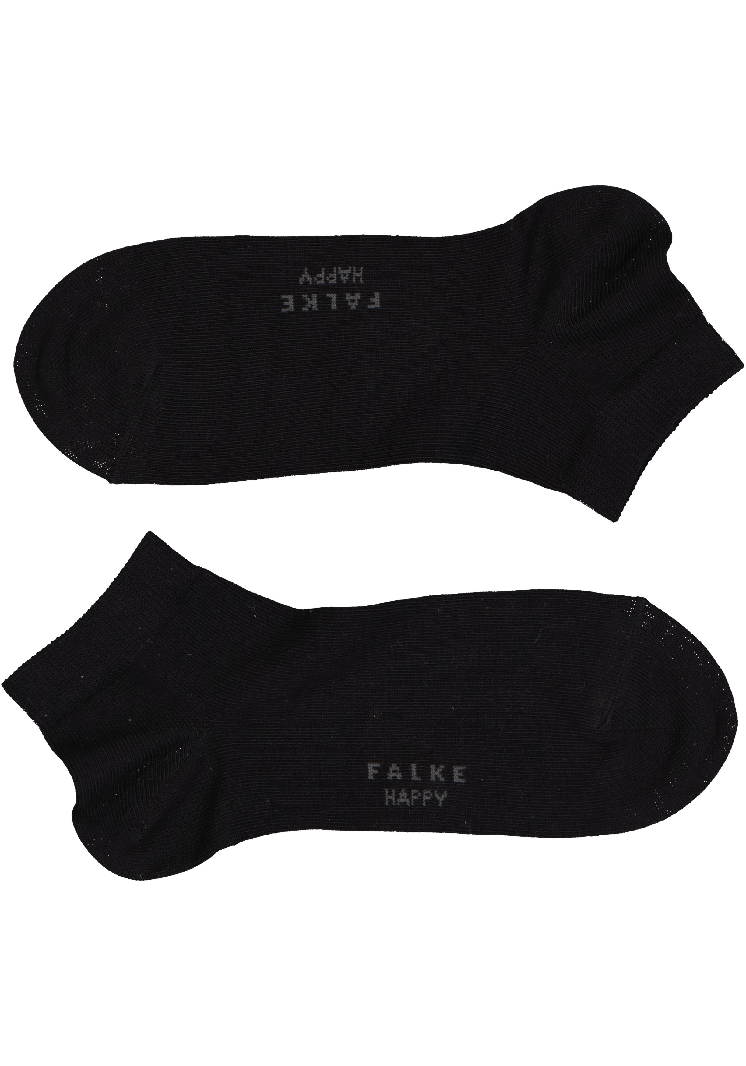 FALKE Happy dames enkelsokken (2-pack), katoen, zwart (black)