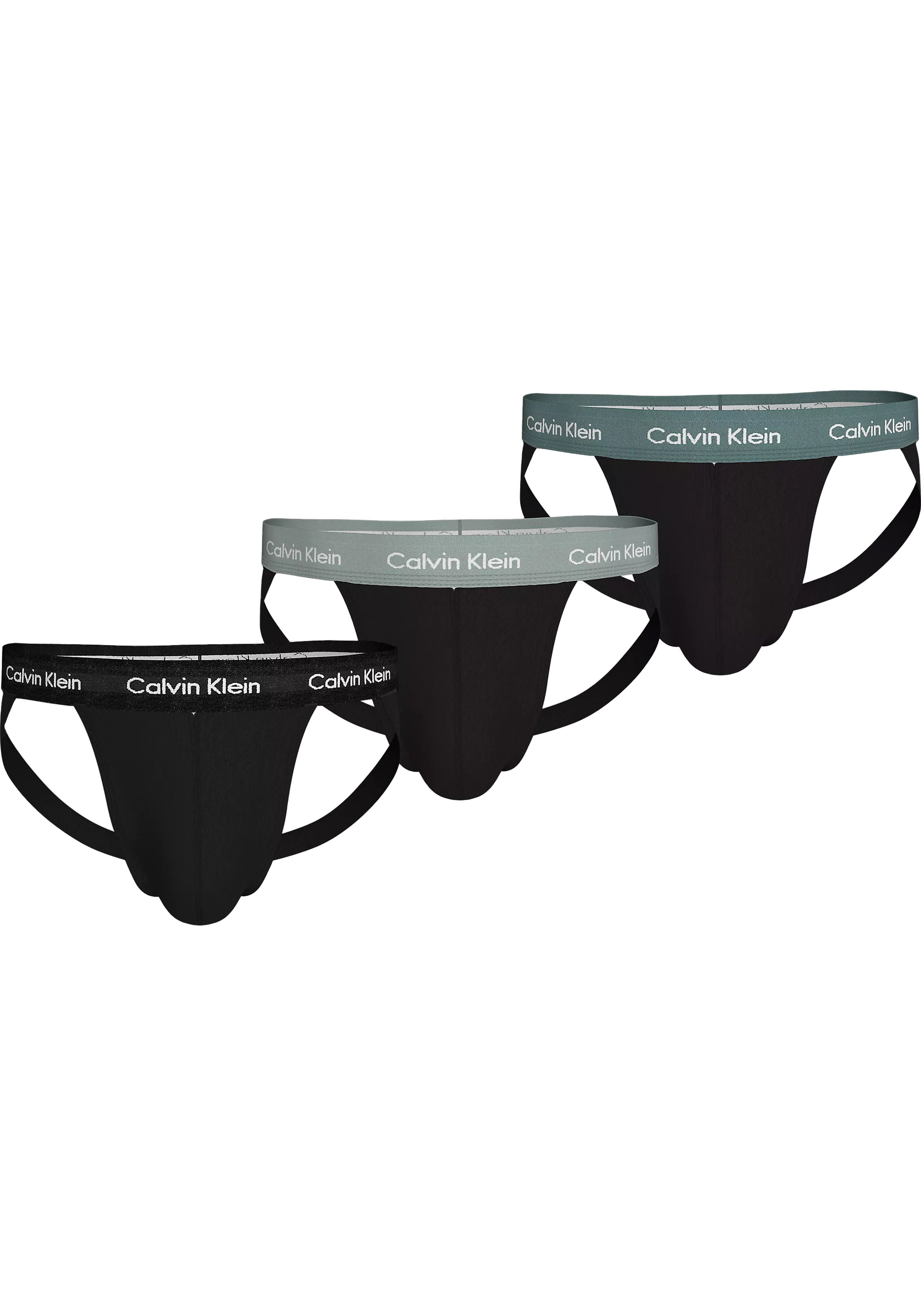 Calvin Klein Jockstrap (3-pack), heren jockstrap, zwart met gekleurde tailleband