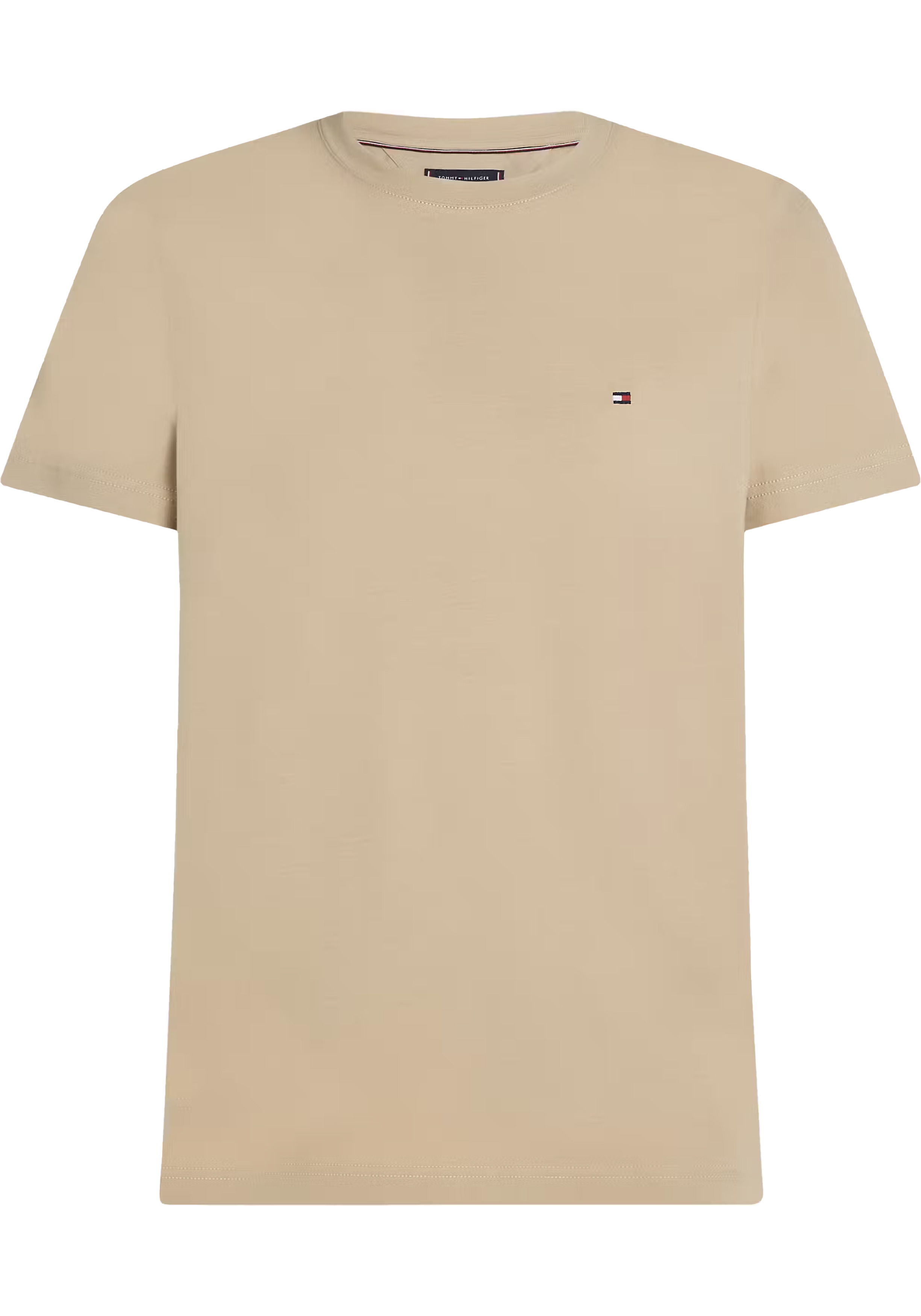 Tommy Hilfiger Stretch Slim Fit Tee, heren T-shirt korte mouw O-hals, beige