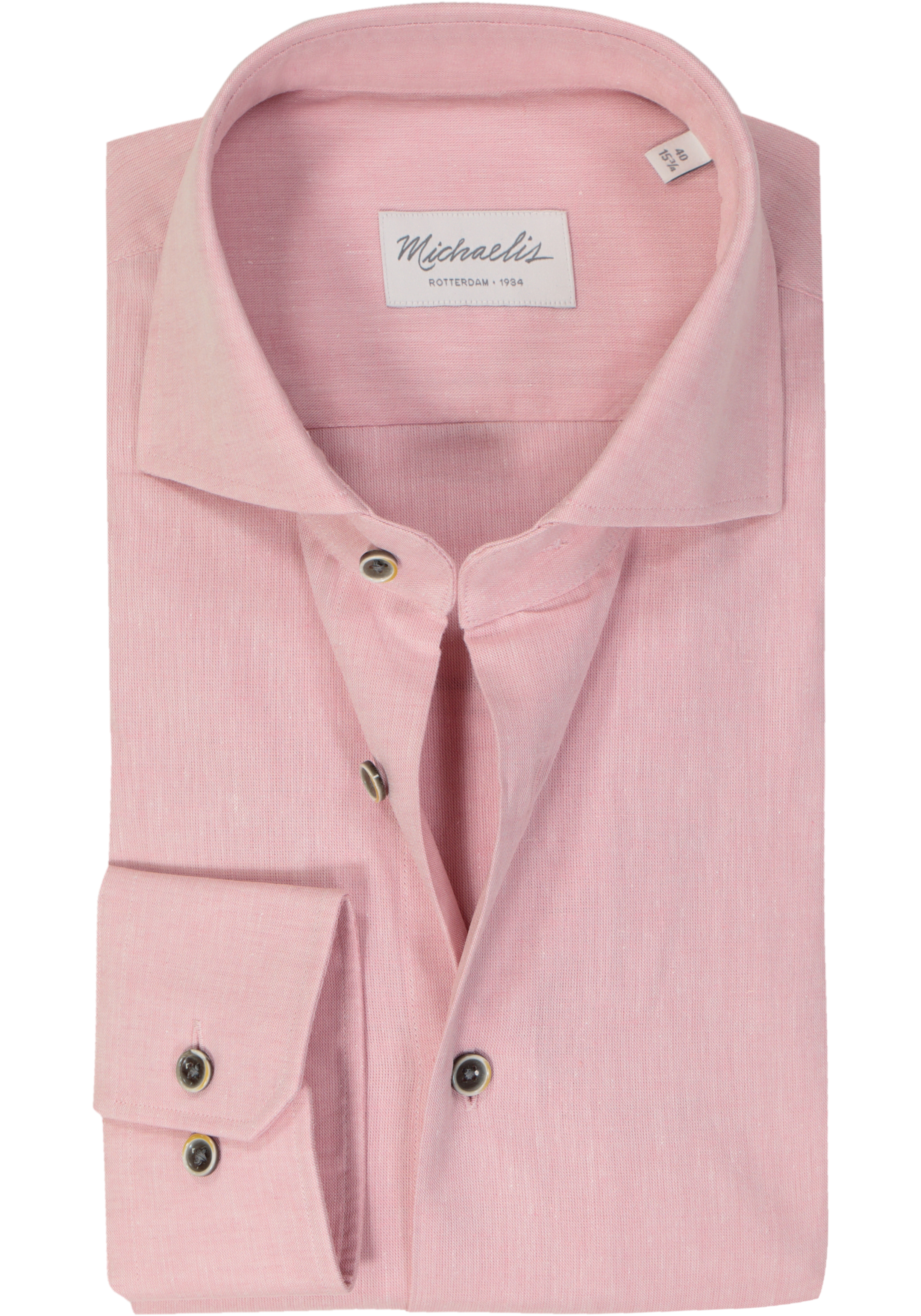 Michaelis slim fit heren overhemd, popeline, roze