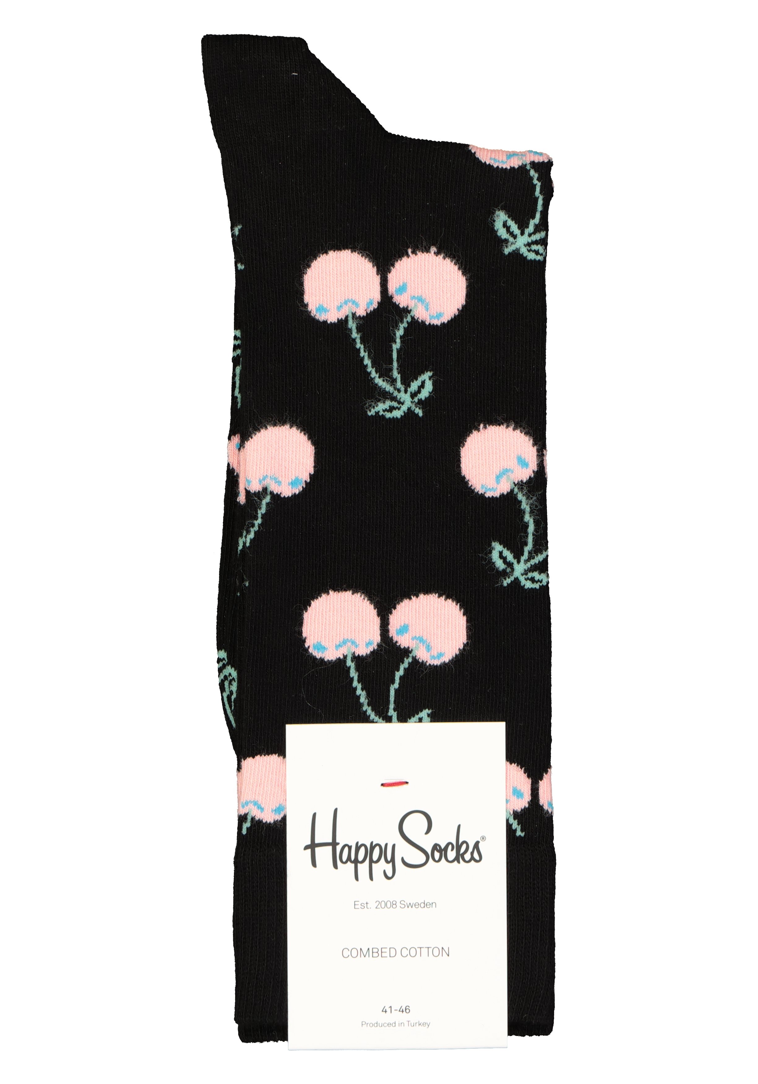 Happy Socks sokken Cherry Sock, zwart met roze