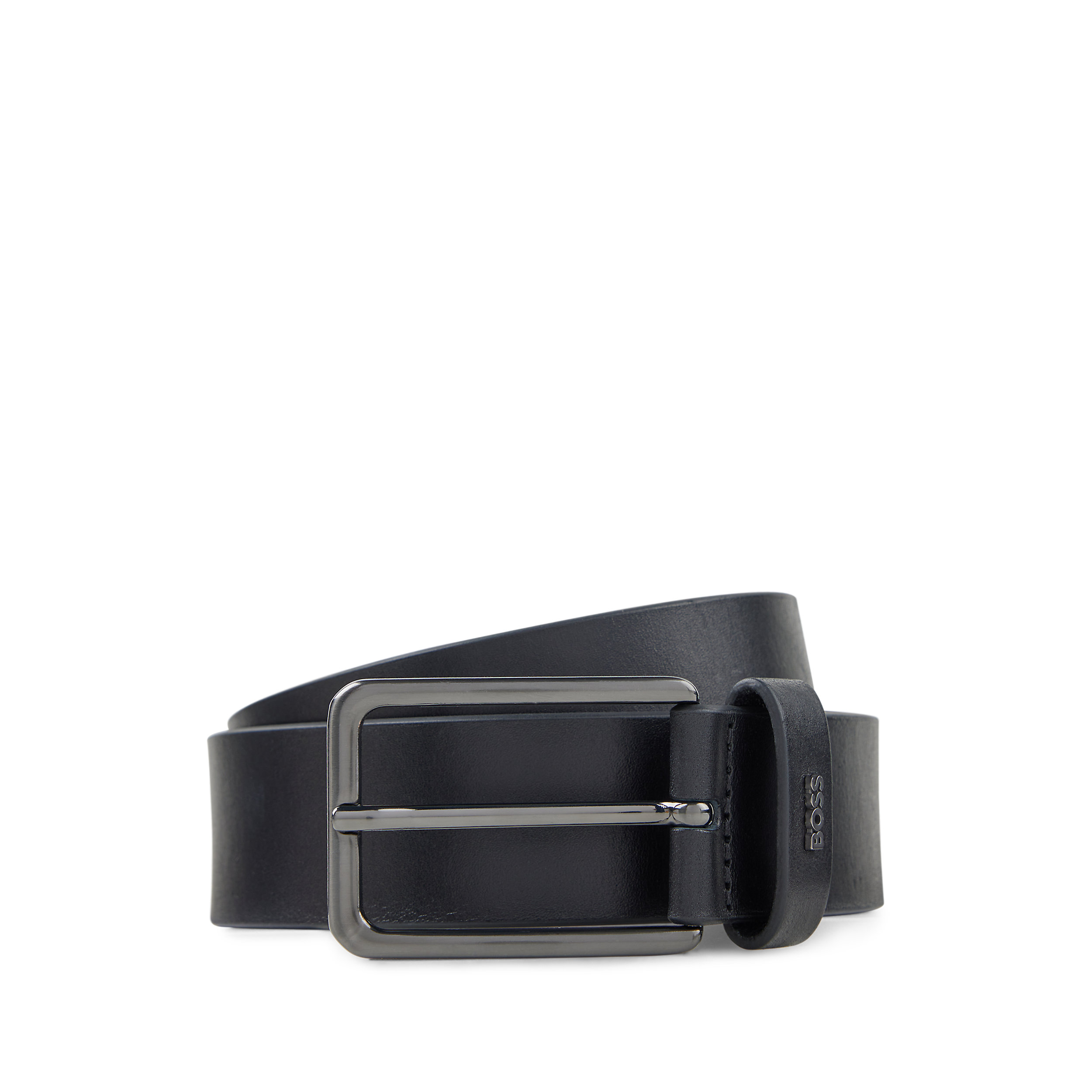 BOSS leren heren riem, zwart