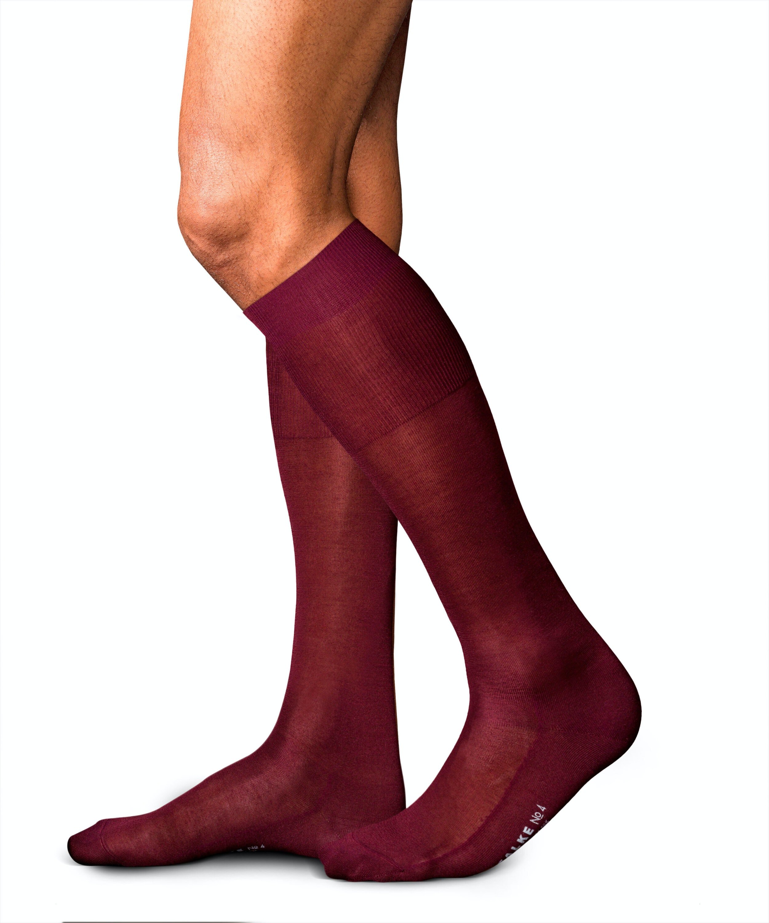 FALKE No. 4 Pure Silk heren kniekousen, donkerrood (barolo)