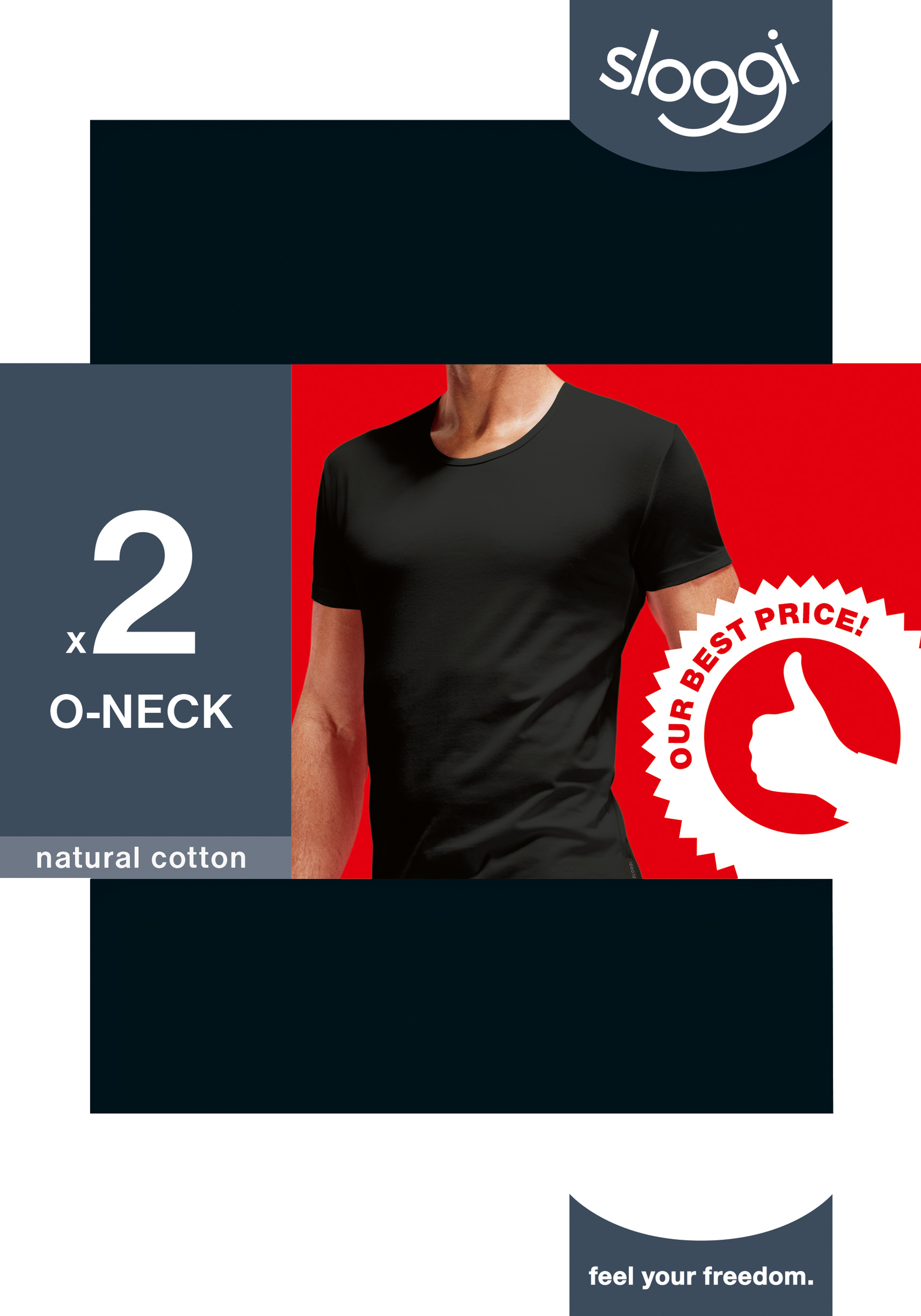 Sloggi Men 24/7 Shirt O-hals, heren T-shirts (2-pack), zwart