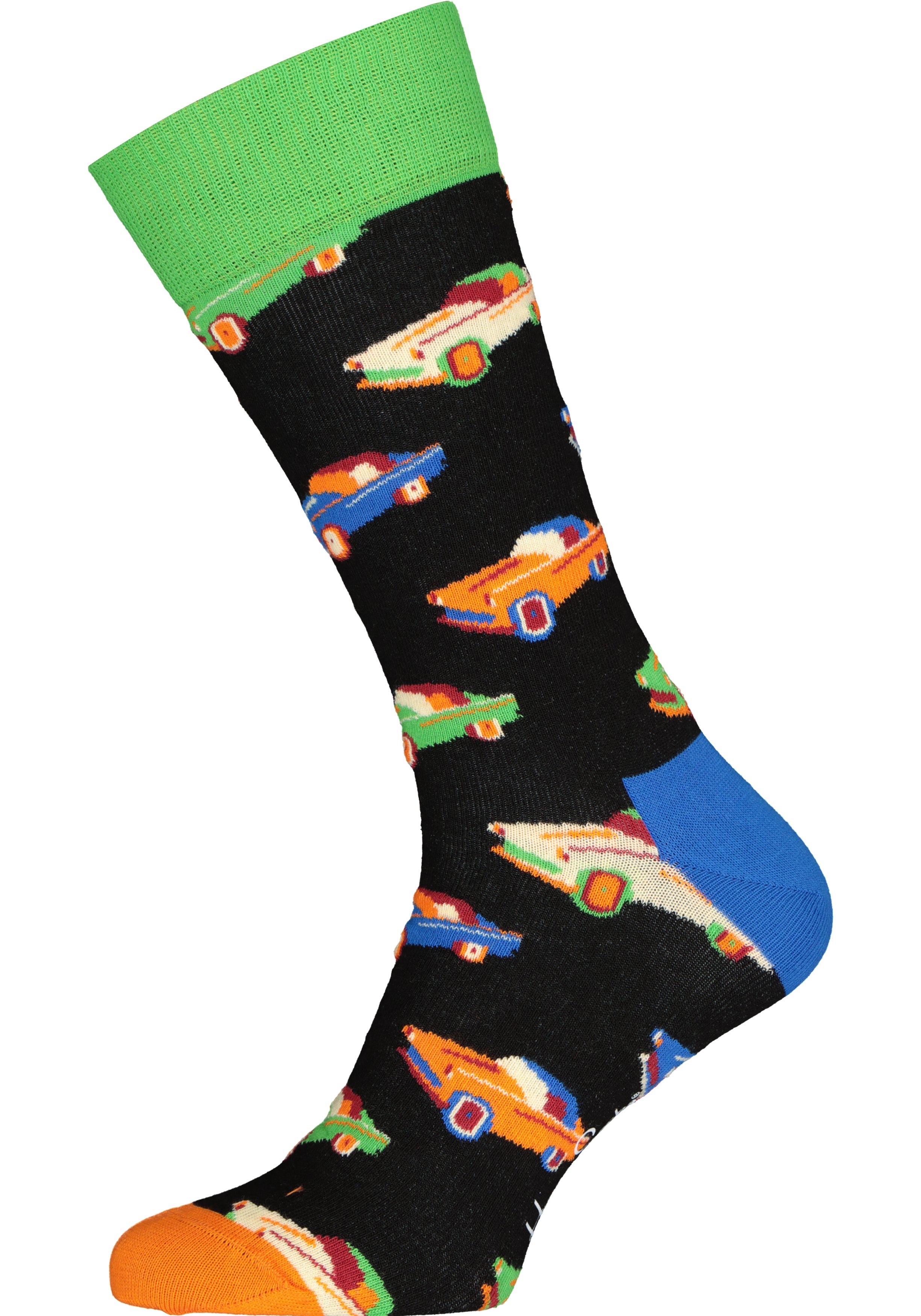 Happy Socks Car Sock, zwart met autootjes