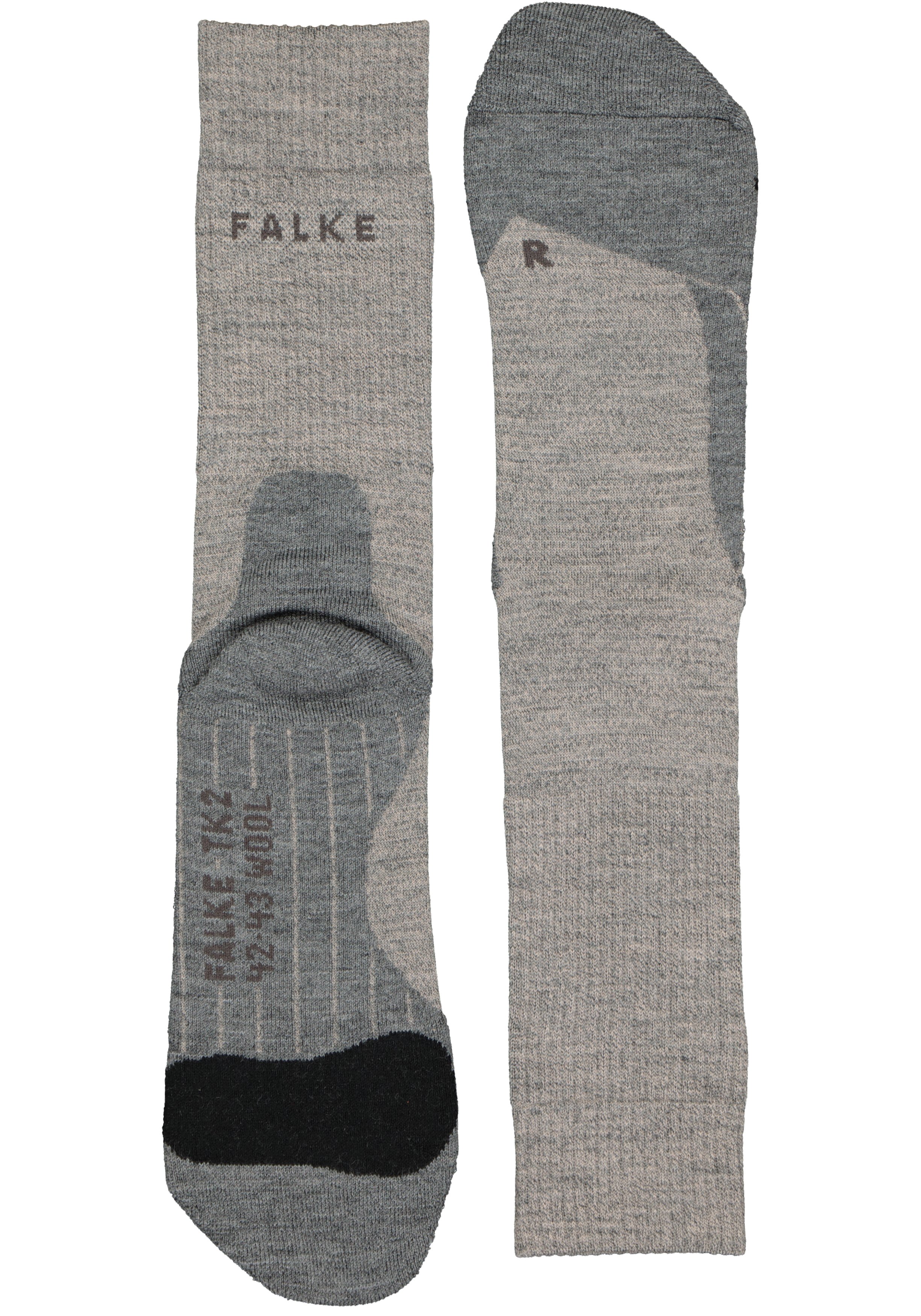 FALKE TK2 Wool heren wandelsokken, grijs (kitt mouline)