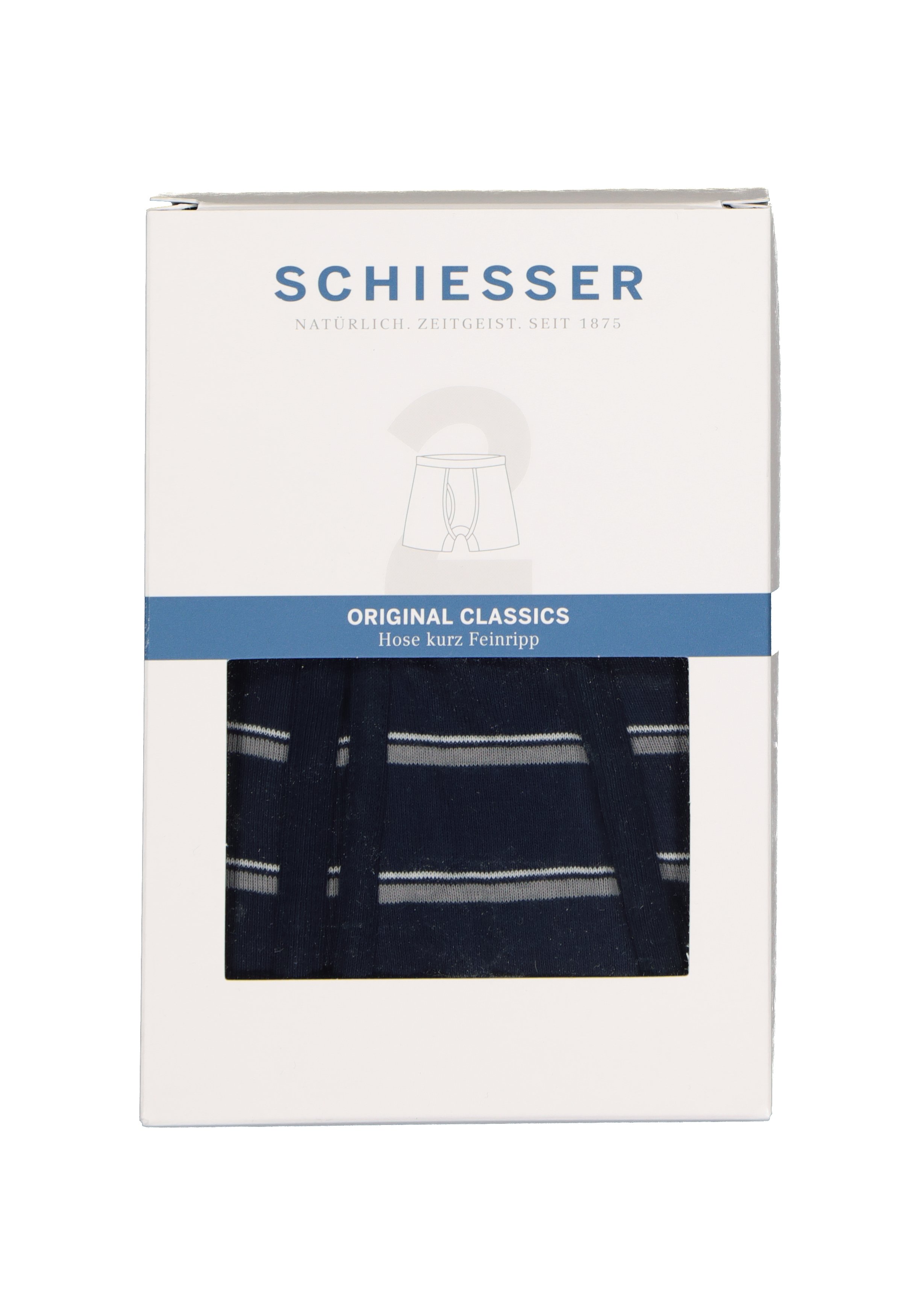 SCHIESSER Original Classics shorts (2-pack), Feinripp met gulp, blauw gestreept           