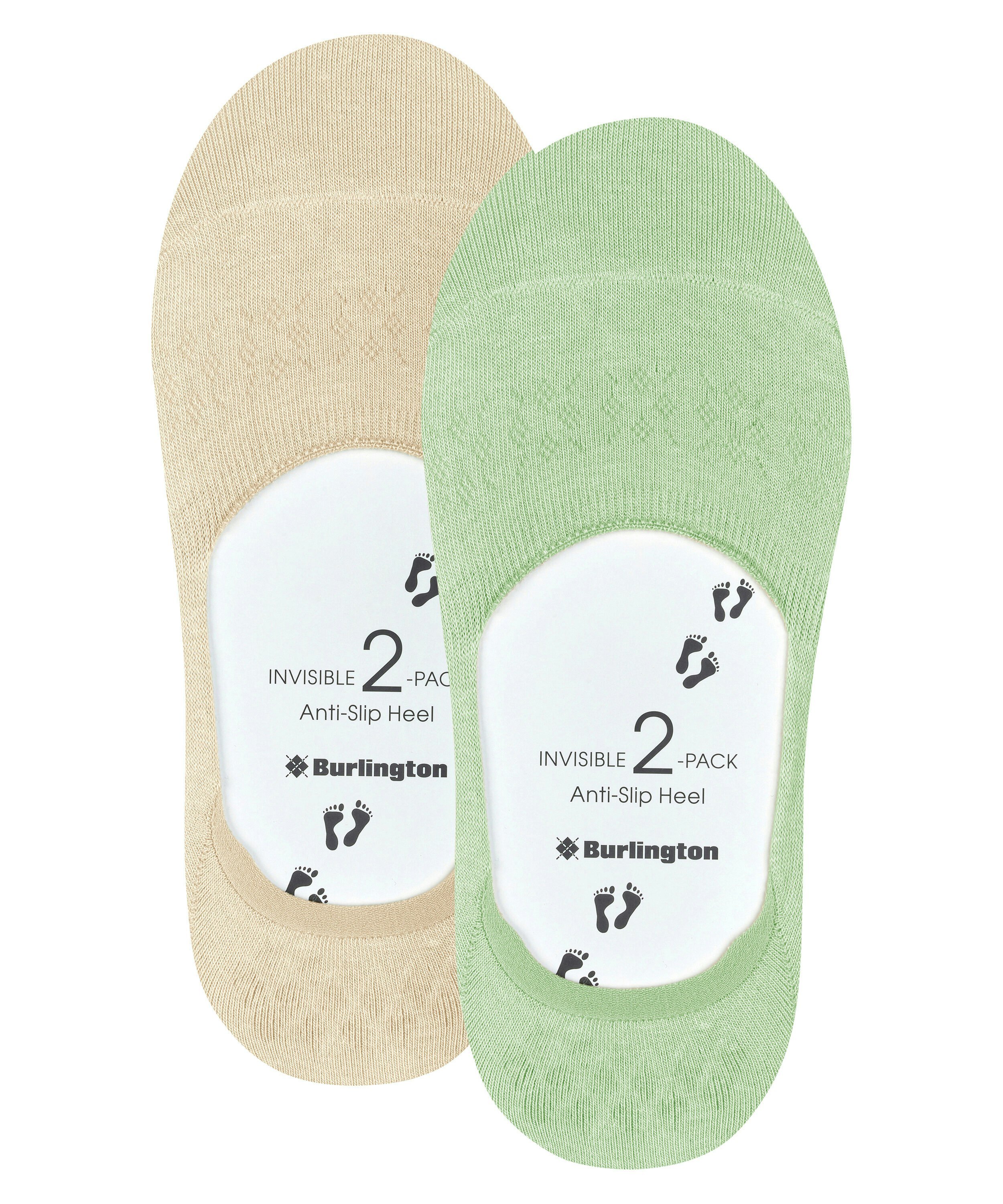 Burlington Everyday 2-Pack dames invisible sokken, groen (peppermint)