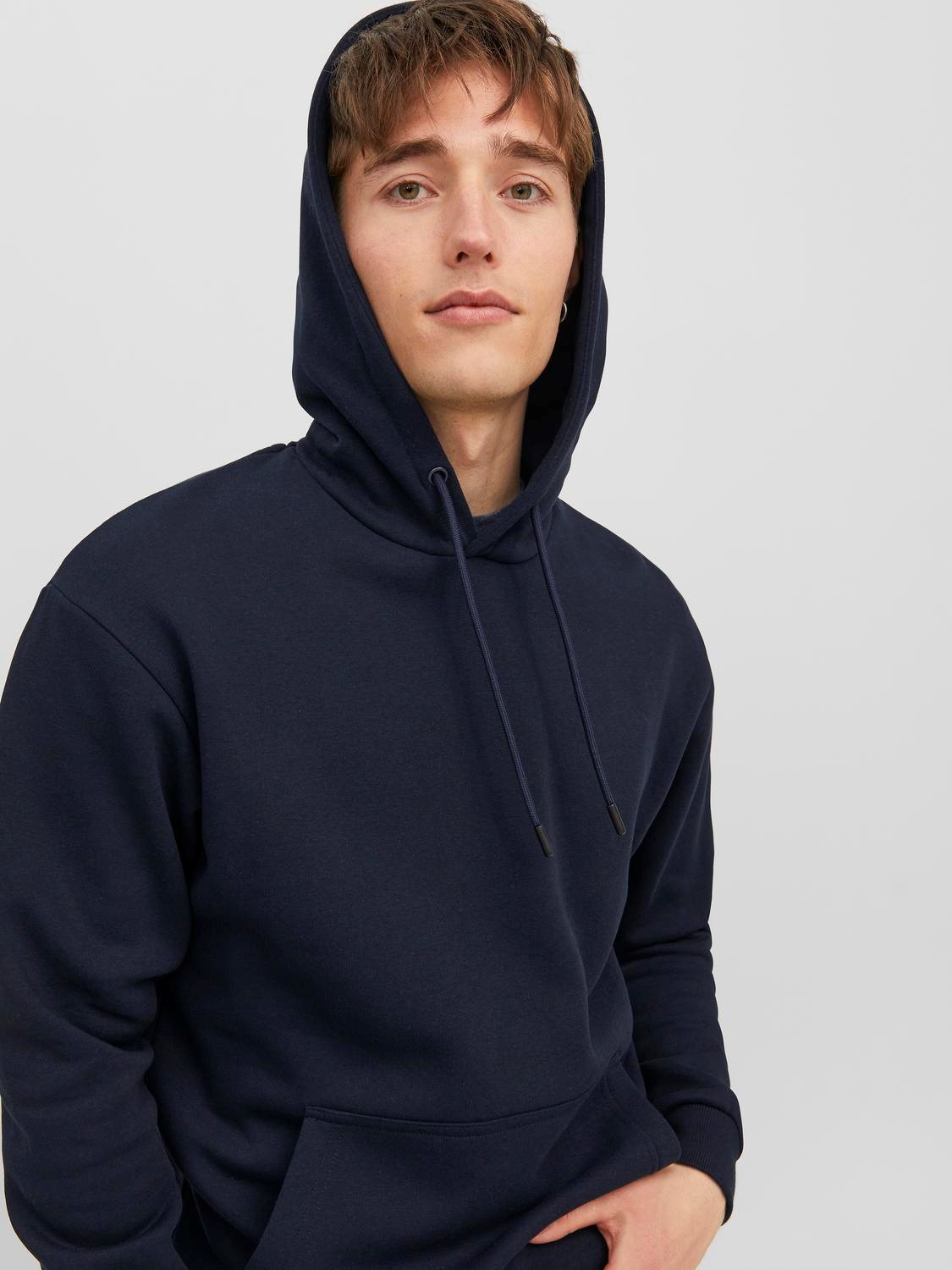 JACK & JONES Bradley sweat hood regular fit, heren hoodie katoenmengsel met capuchon, blauw