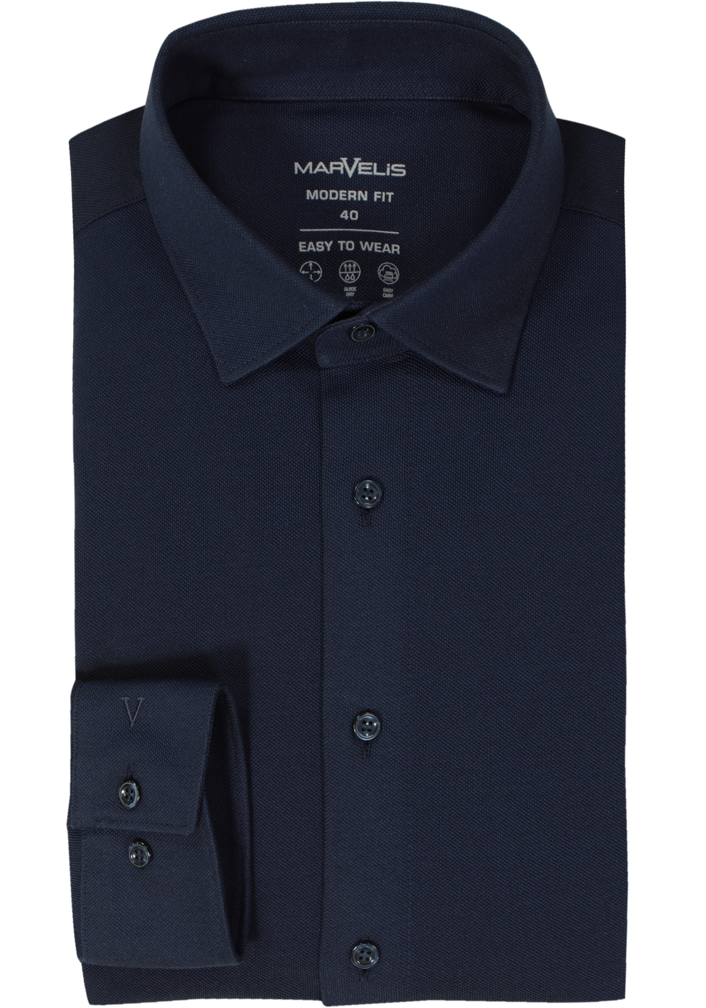 MARVELIS jersey modern fit overhemd, donkerblauw tricot