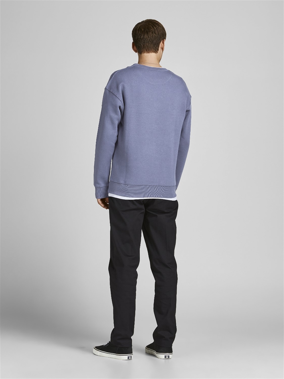 JACK & JONES Star basic sweat crew neck regular fit, heren sweatshirt katoenmengsel met O-hals, grijs-blauw