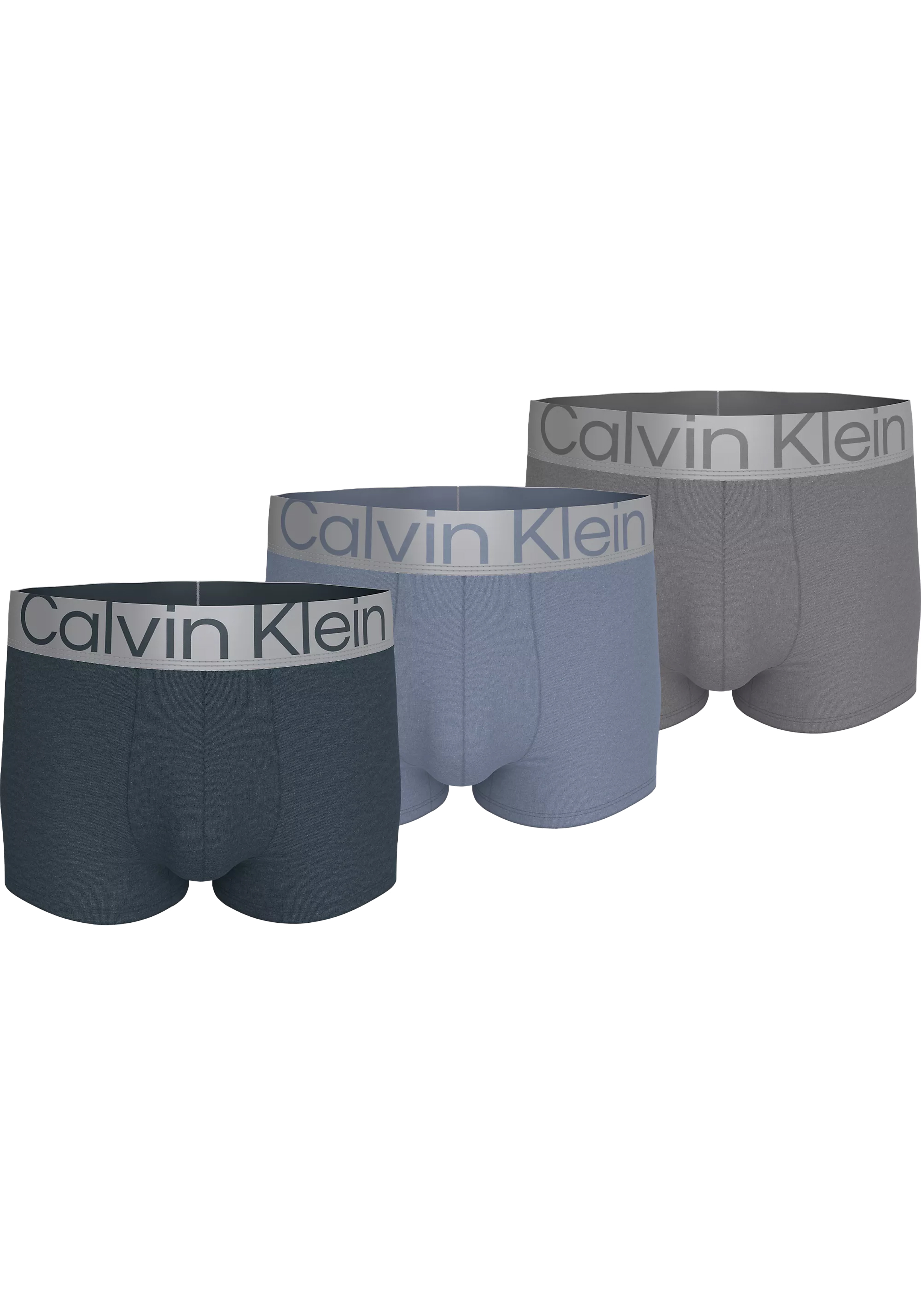 Calvin Klein Trunk (3-pack), heren boxers normale lengte, zwart met gekleurde tailleband