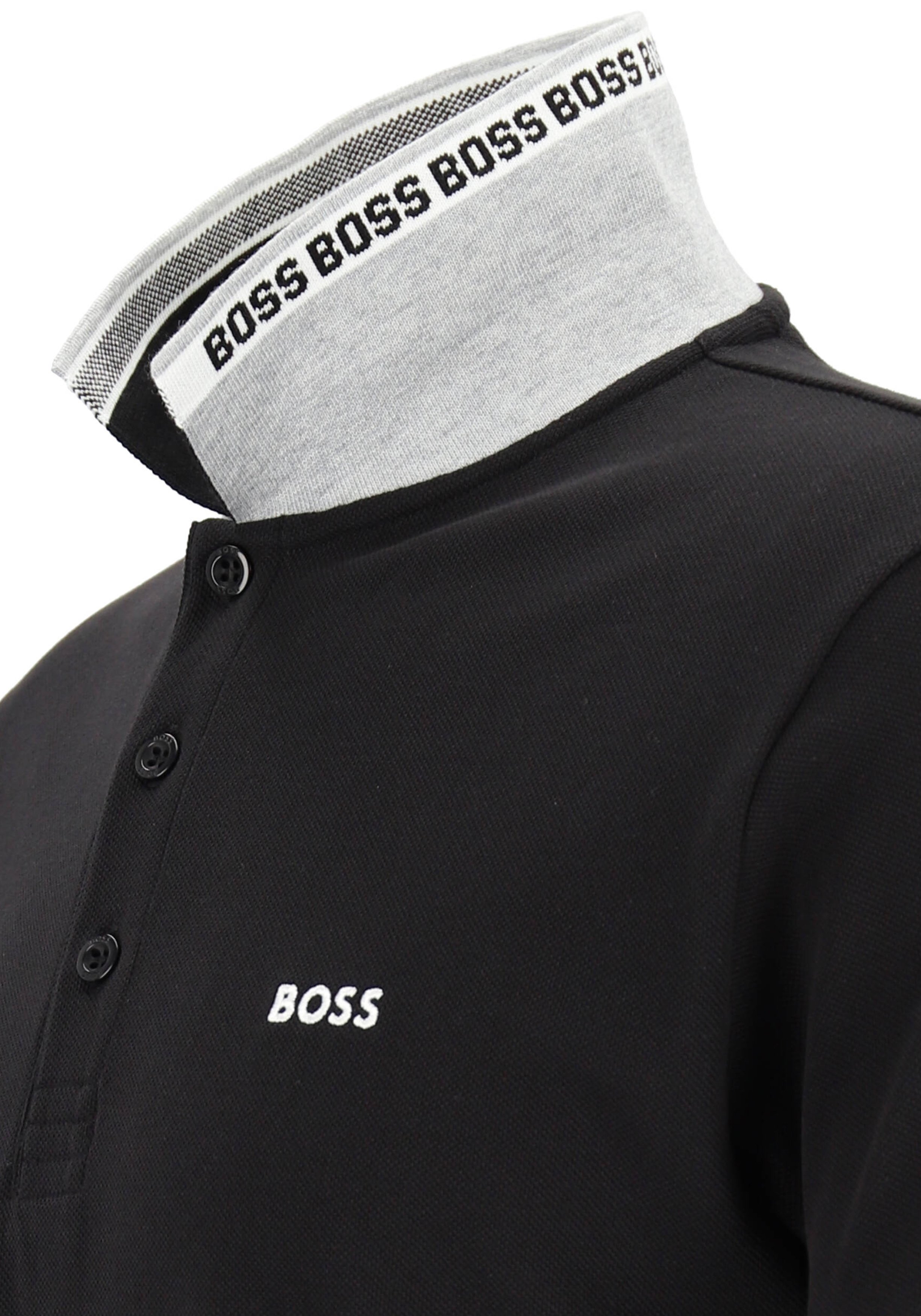 HUGO BOSS Paddy regular fit polo, heren polo korte mouw, zwart (contrast)