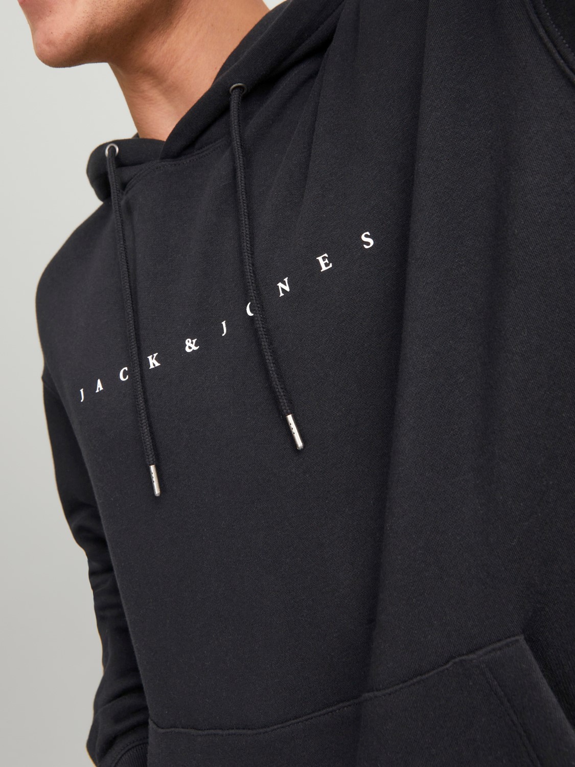 JACK & JONES Star jj sweat hood regular fit, heren hoodie katoenmengsel met capuchon, zwart